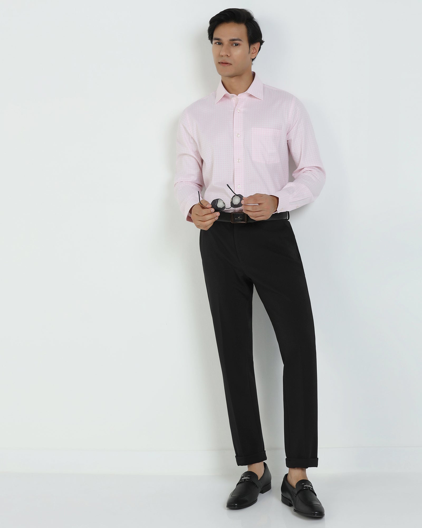 Slim Fit B-91 Formal Black Textured Trouser - Davidoff