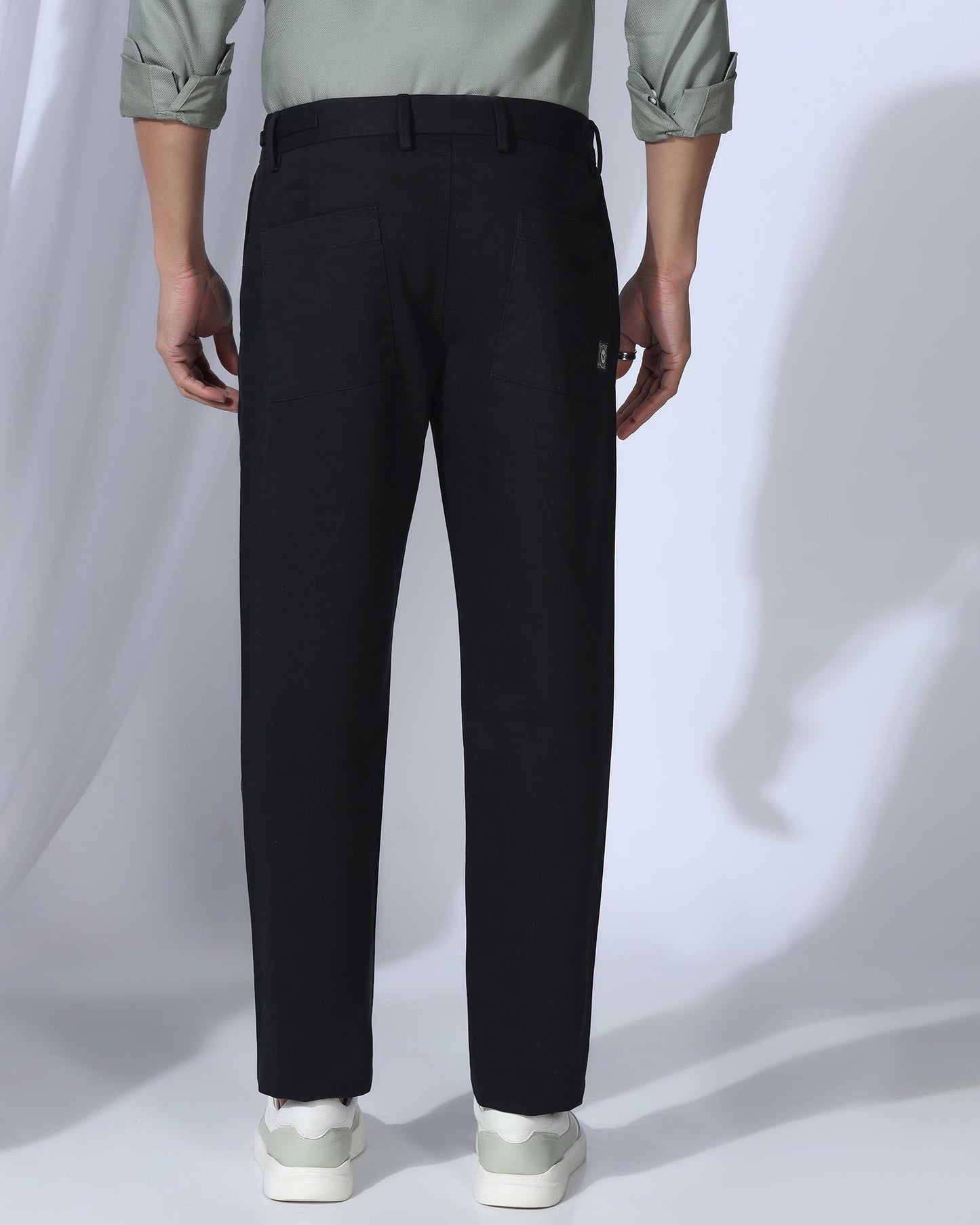 Sneaker Fit Casual Black Solid Khakis - Hudson