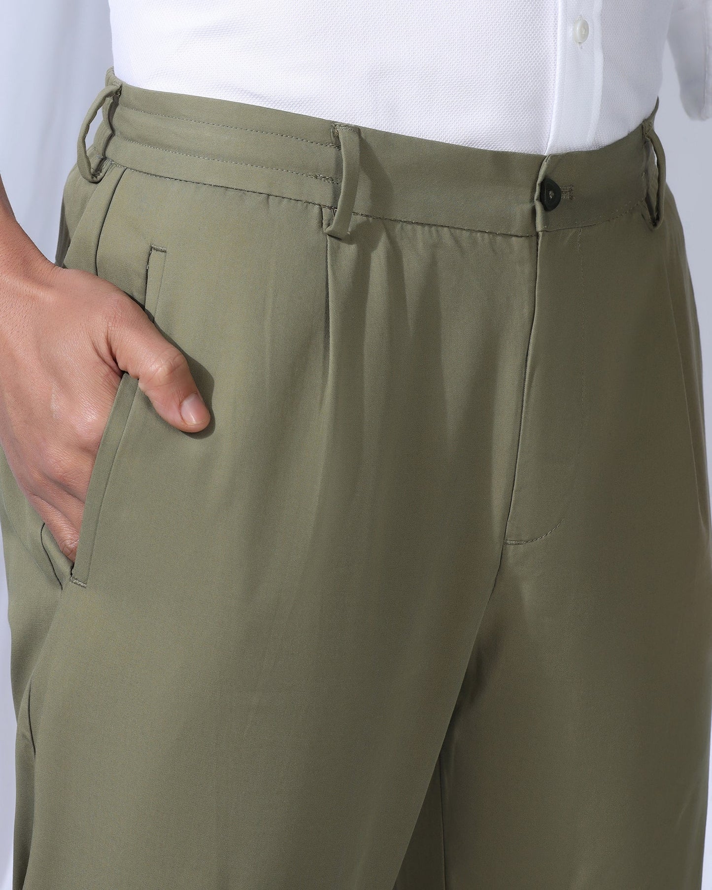 Sneaker Fit Casual Olive Solid Khakis - Ario