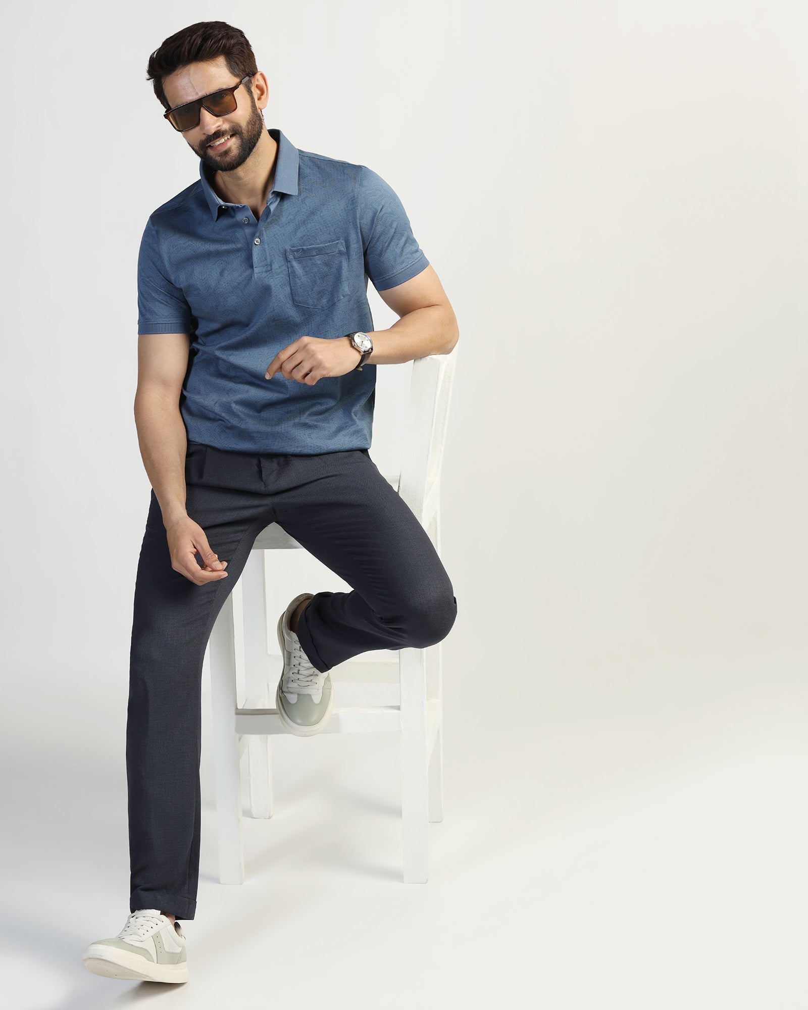 Sneaker Fit Navy Solid Pant - Icon