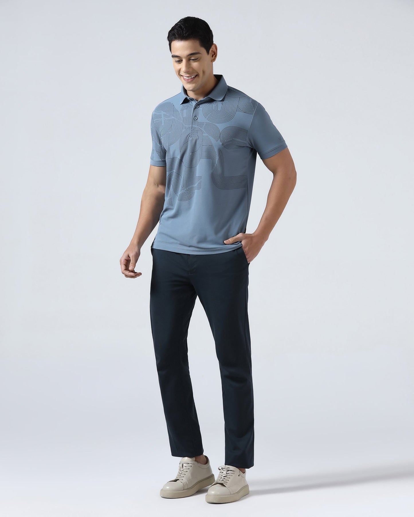 Steel Blue TechPro Printed Polo - Neville