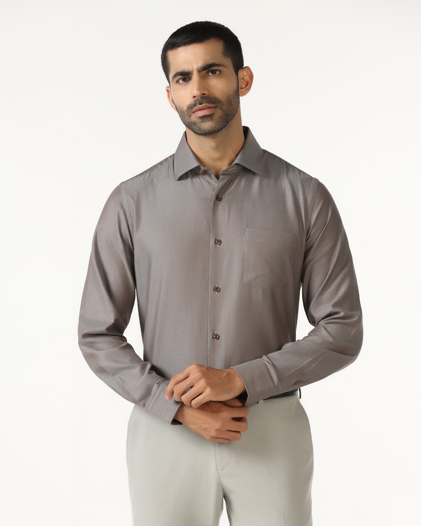 Tan Textured Shirt - Recite