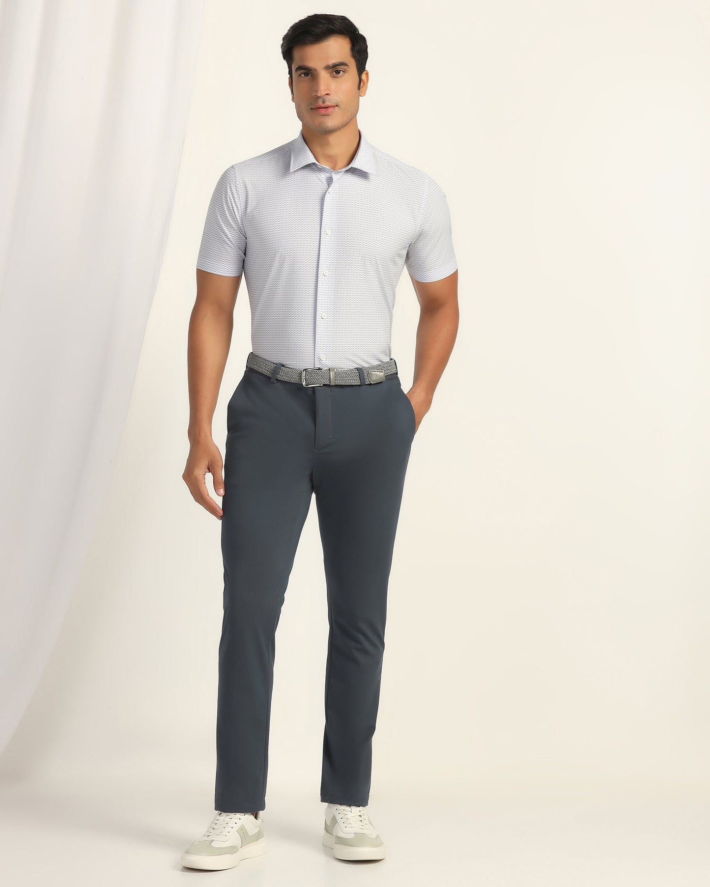 TechPro Formal Half Sleeve White Printed Shirt - Ivan