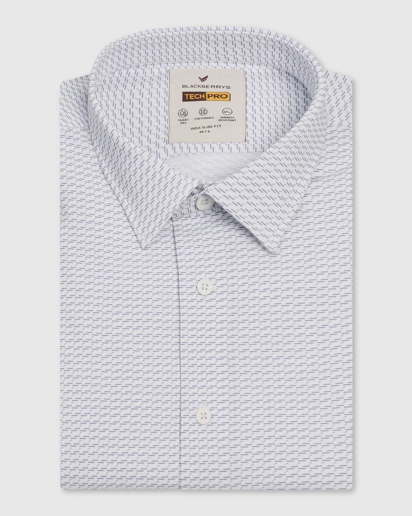 TechPro Formal Half Sleeve White Printed Shirt - Ivan