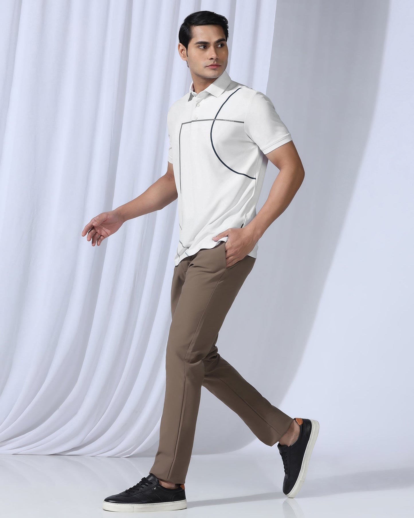 TechPro Polo White Printed T-Shirt - Techno