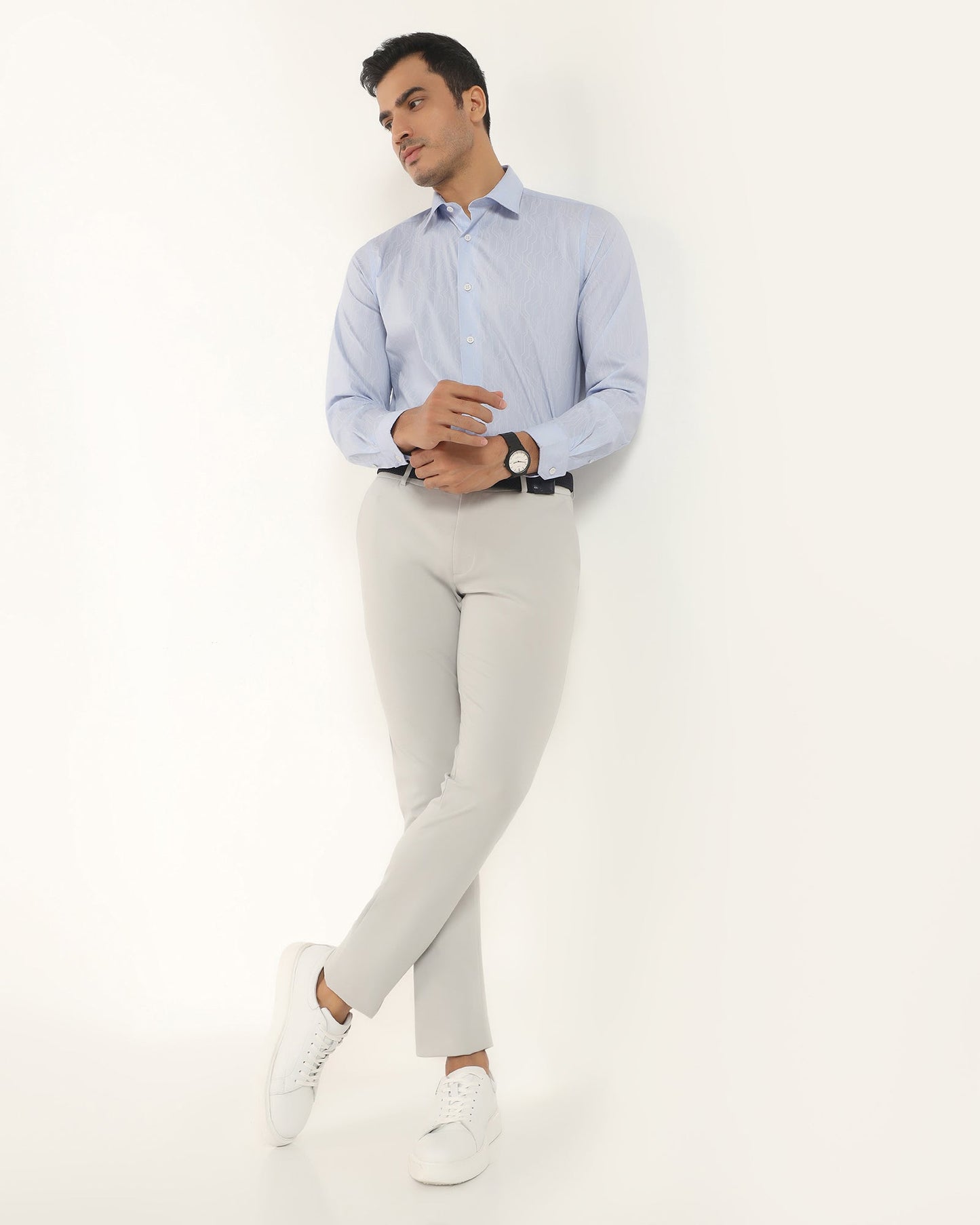 TechPro Formal Blue Printed Shirt - Blade