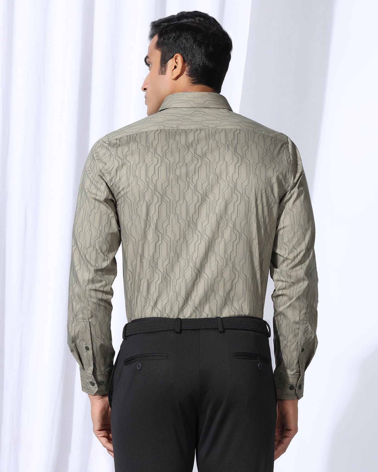 TechPro Formal Green Printed Shirt - Blade