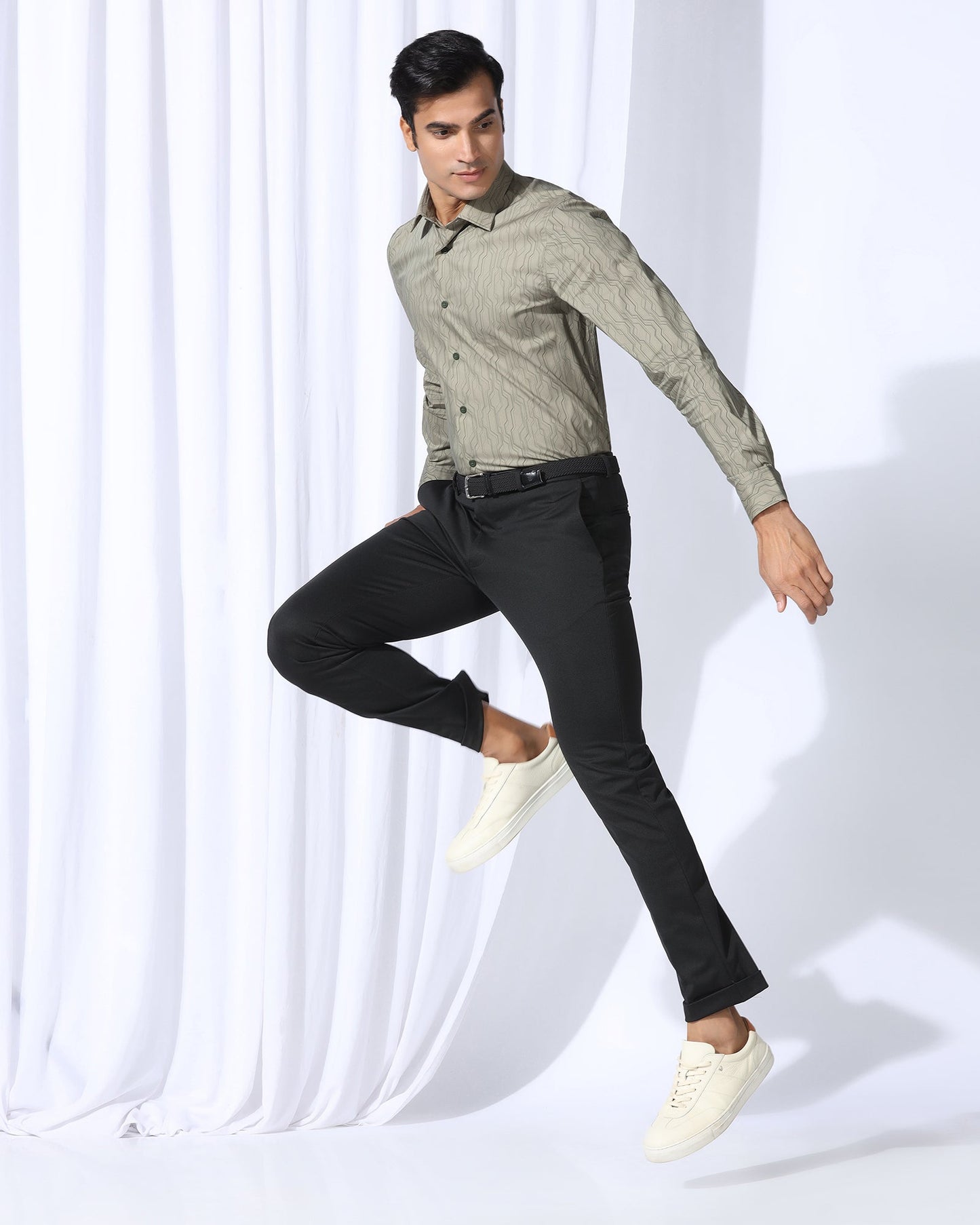 TechPro Formal Green Printed Shirt - Blade
