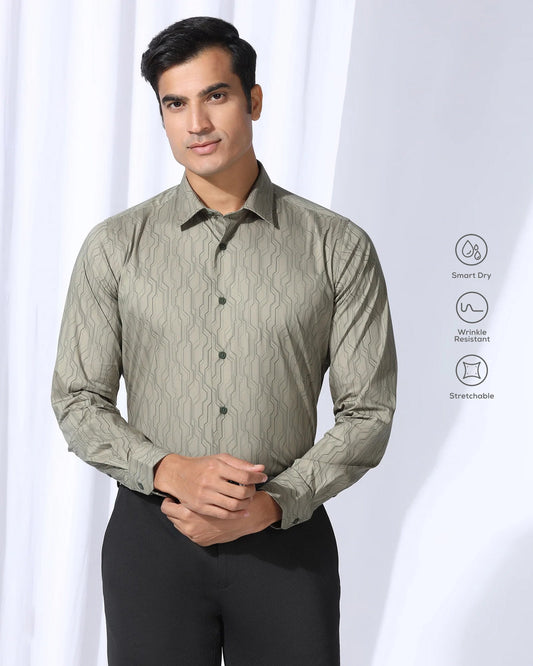 TechPro Formal Green Printed Shirt - Blade