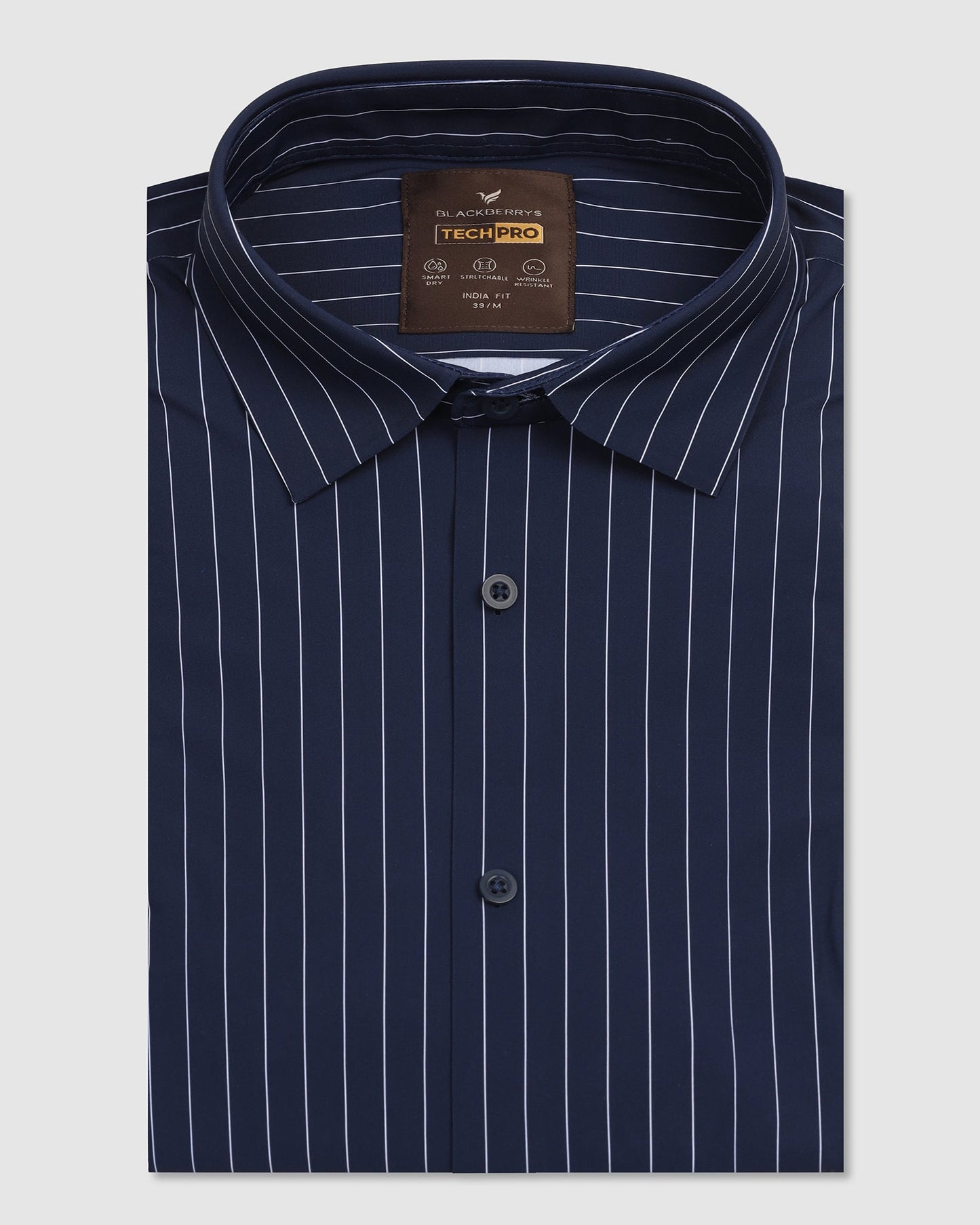 TechPro Formal Half Sleeve Navy Stripe Shirt - Dickins