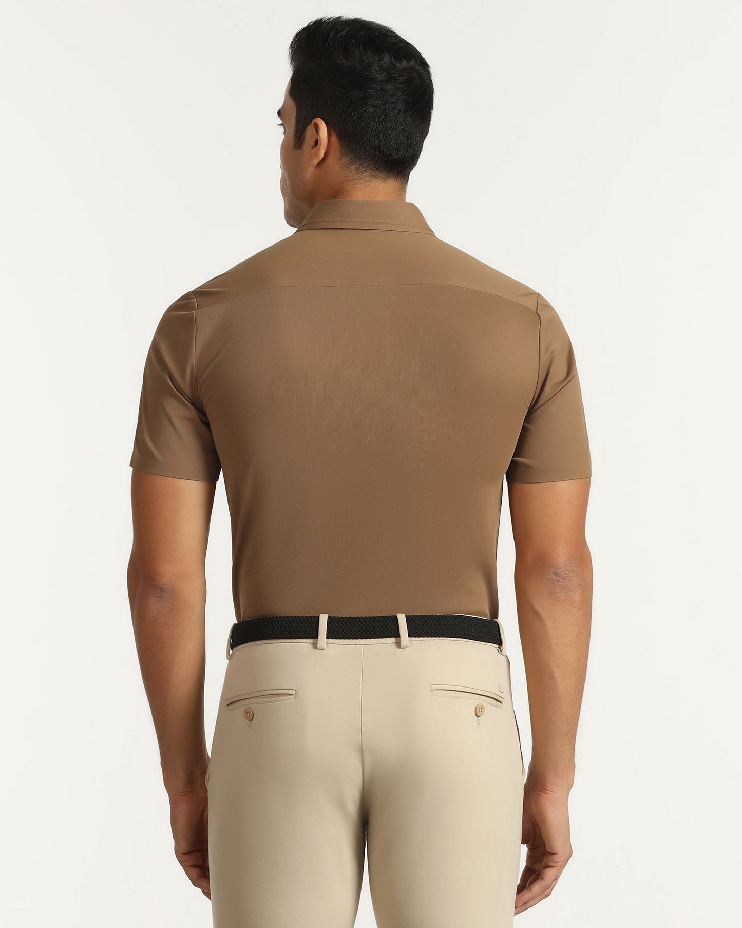 TechPro Formal Half Sleeve Ochre Textured Shirt - Karabi