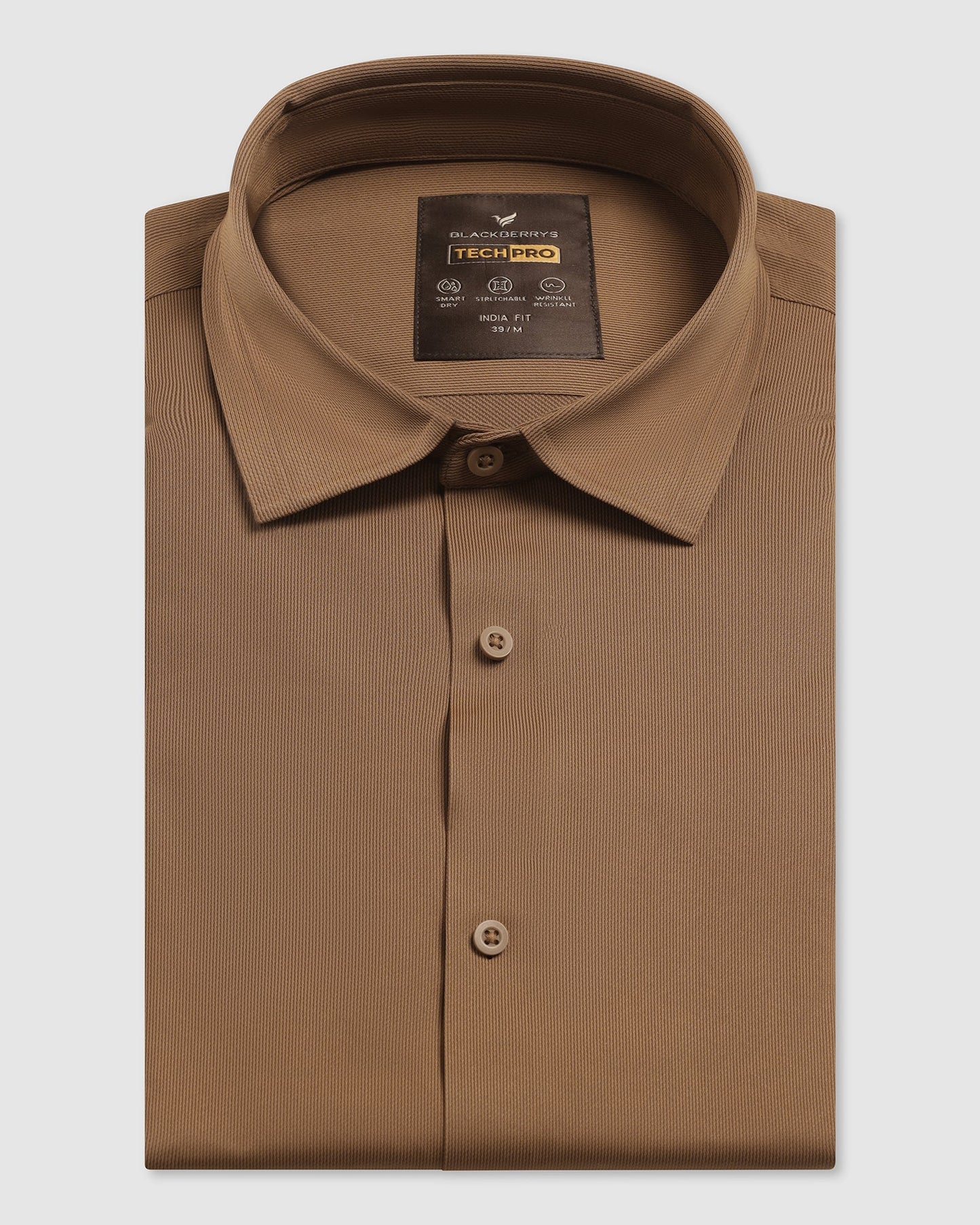 TechPro Formal Half Sleeve Ochre Textured Shirt - Karabi