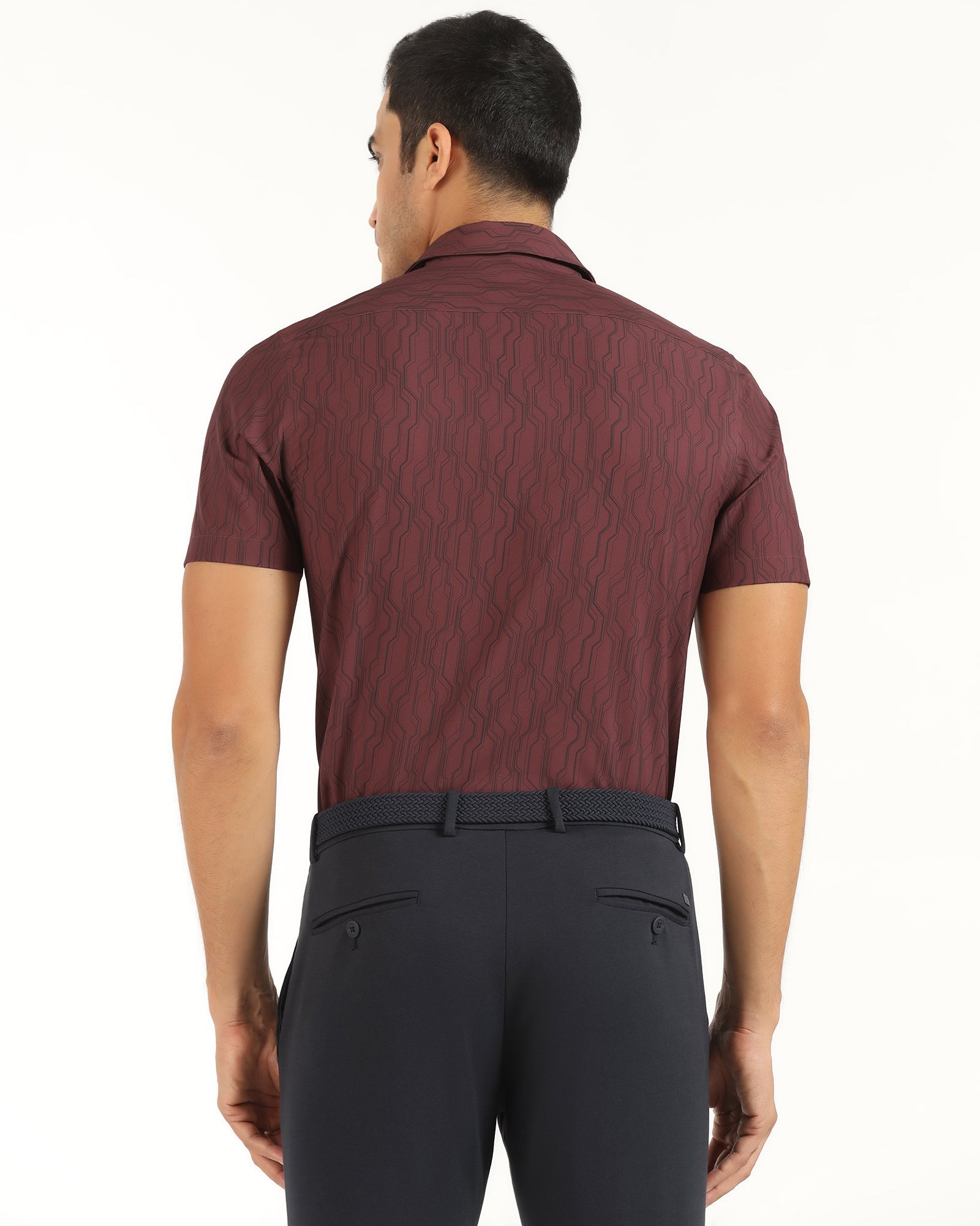 TechPro Formal Half Sleeve Red Printed Shirt - Blade