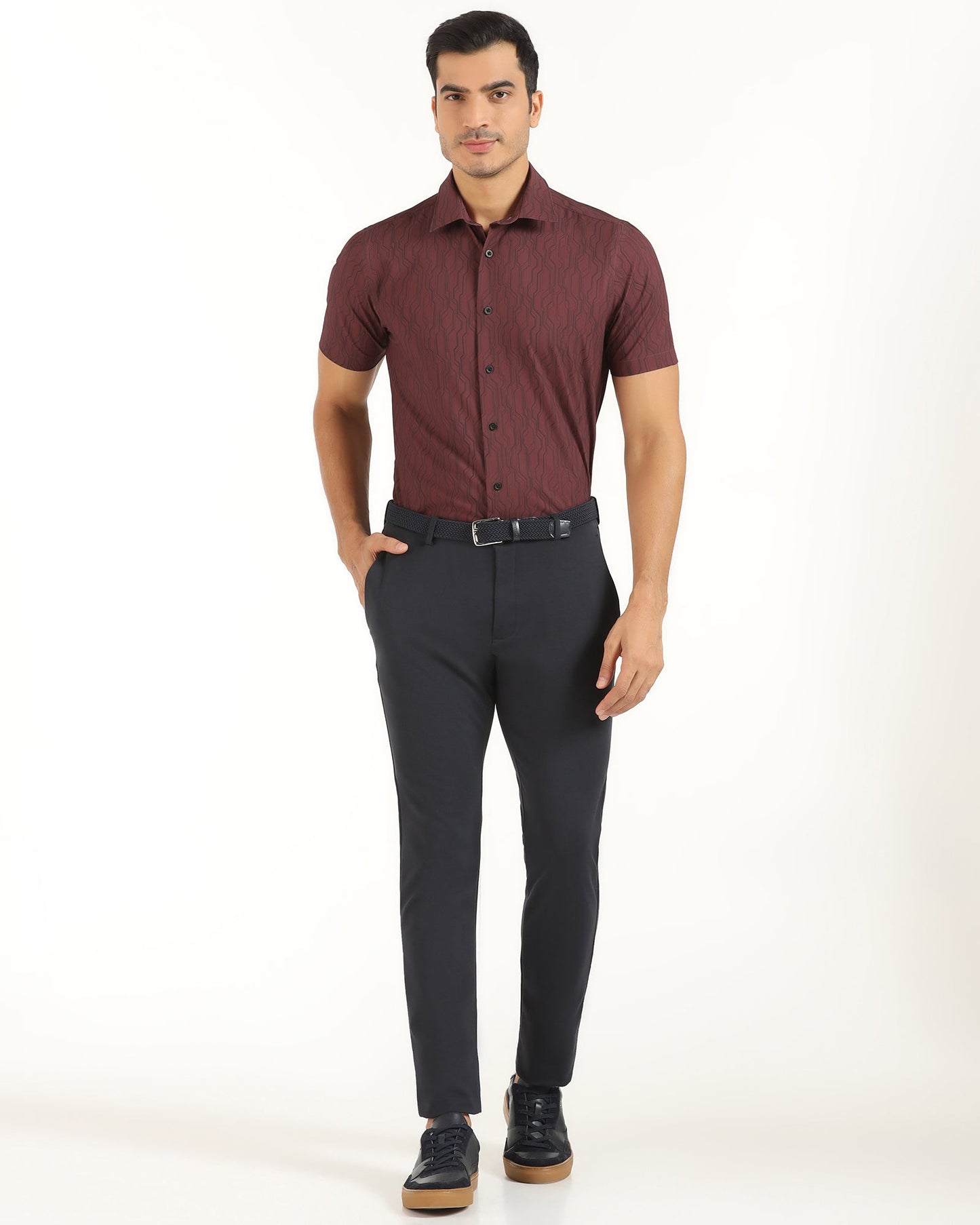 TechPro Formal Half Sleeve Red Printed Shirt - Blade