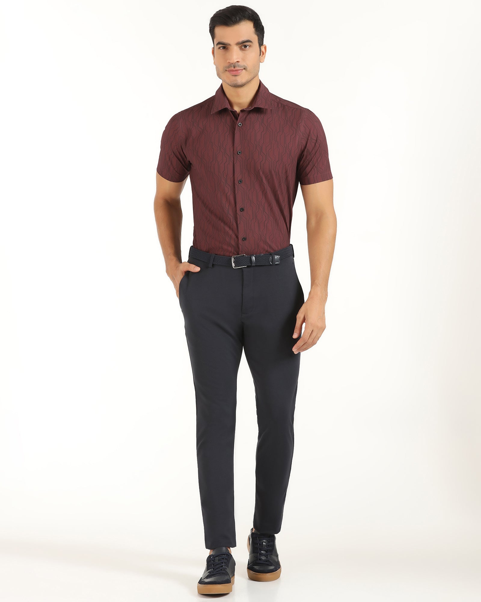 TechPro Formal Half Sleeve Red Printed Shirt - Blade