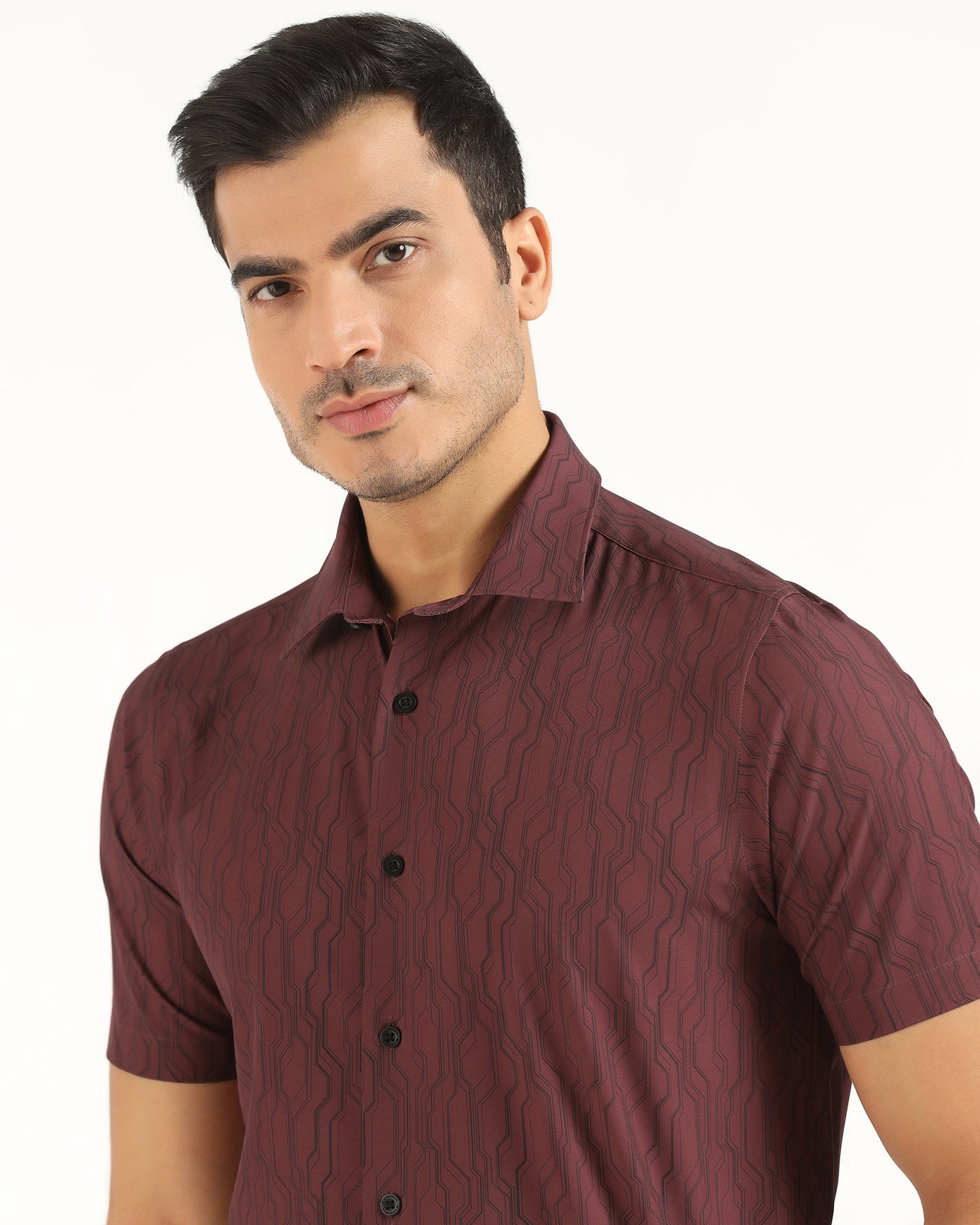 TechPro Formal Half Sleeve Red Printed Shirt - Blade