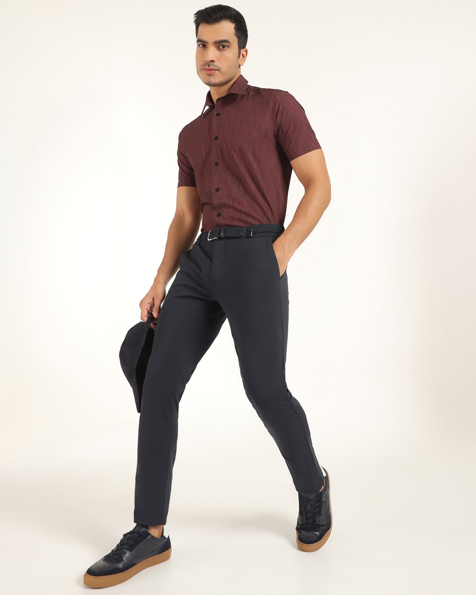 TechPro Formal Half Sleeve Red Printed Shirt - Blade