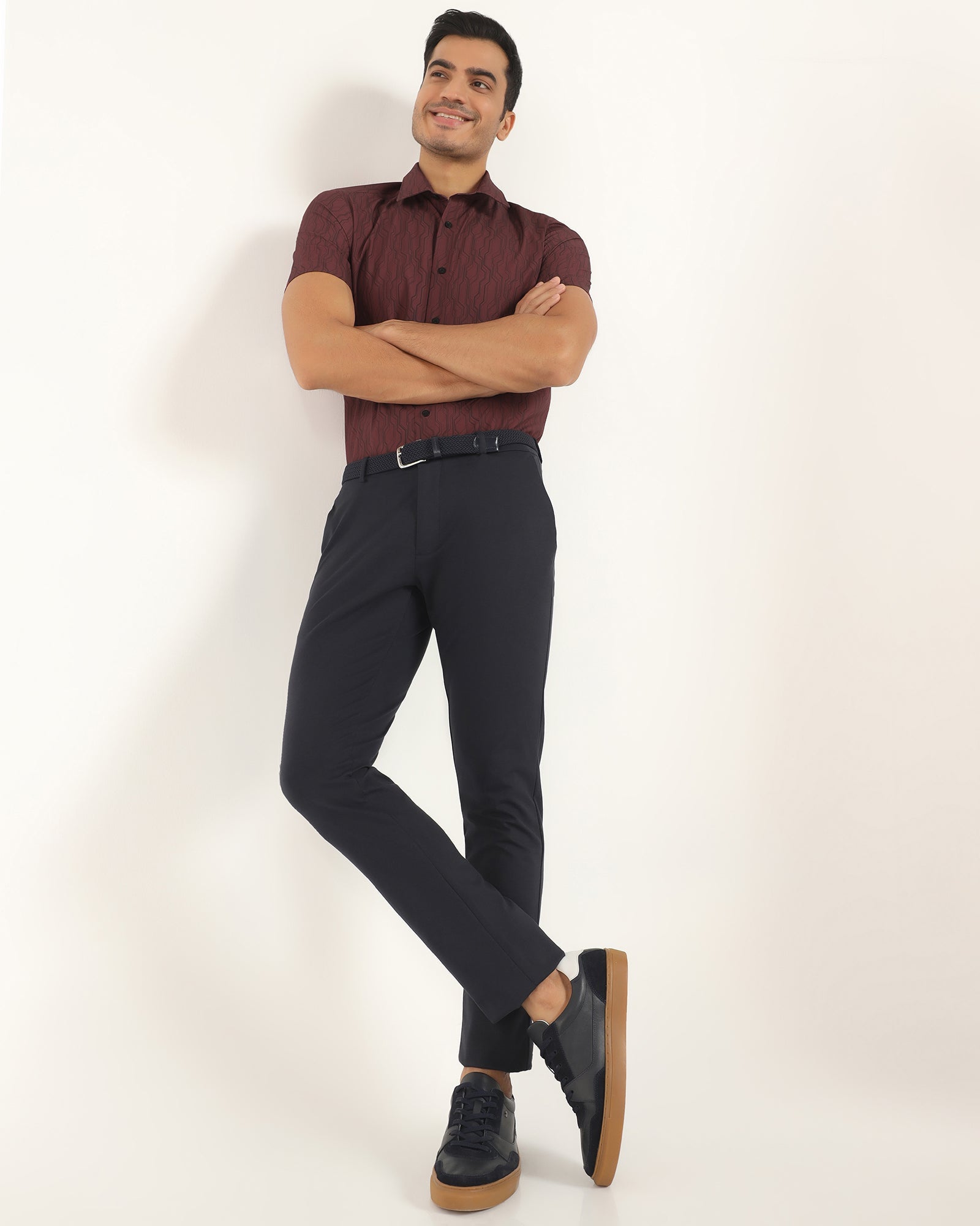 TechPro Formal Half Sleeve Red Printed Shirt - Blade
