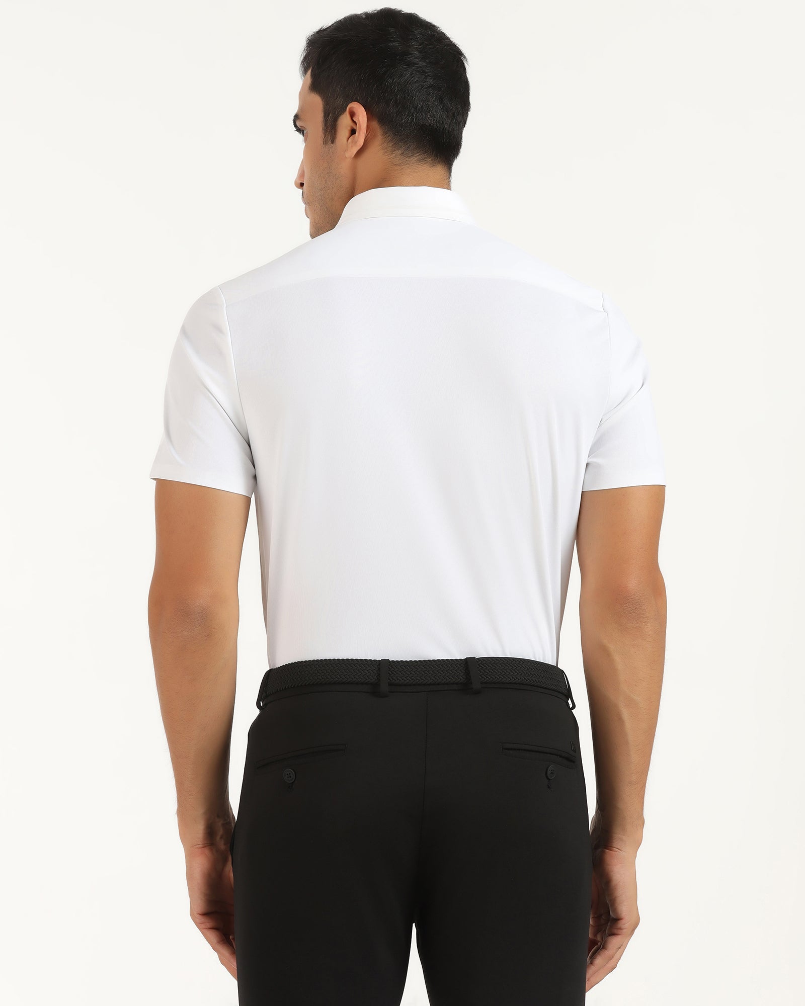 TechPro Formal Half Sleeve White Textured Shirt - Karabi