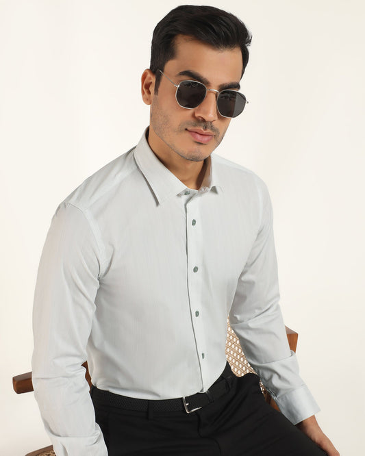 TechPro Formal Mint Stripe Shirt - Retro