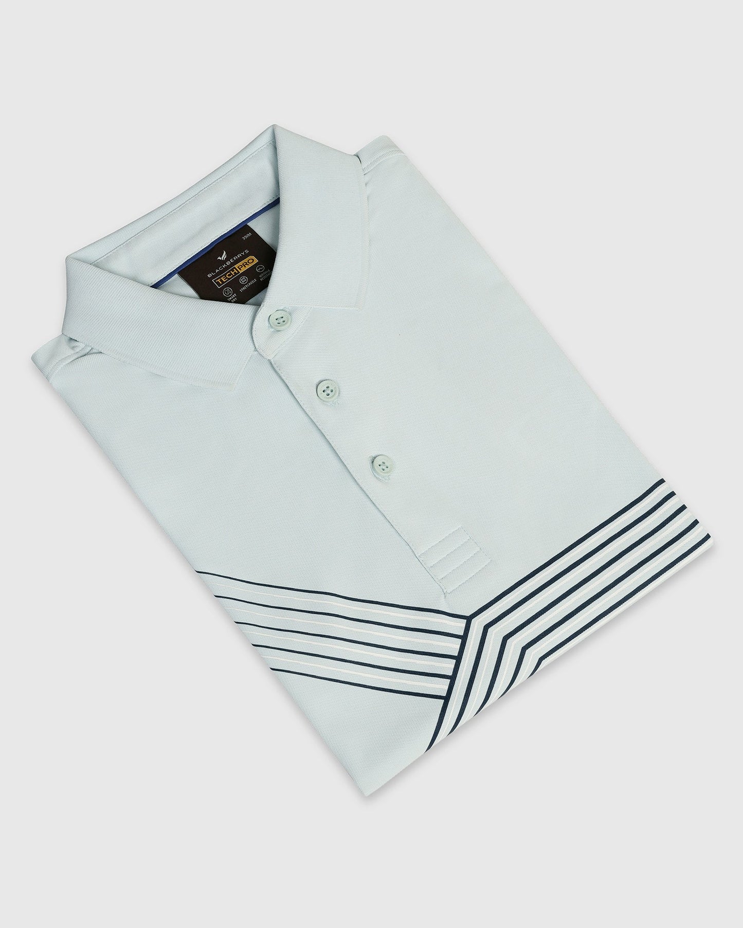 TechPro Polo Aqua Blue Printed T-Shirt - Matrix