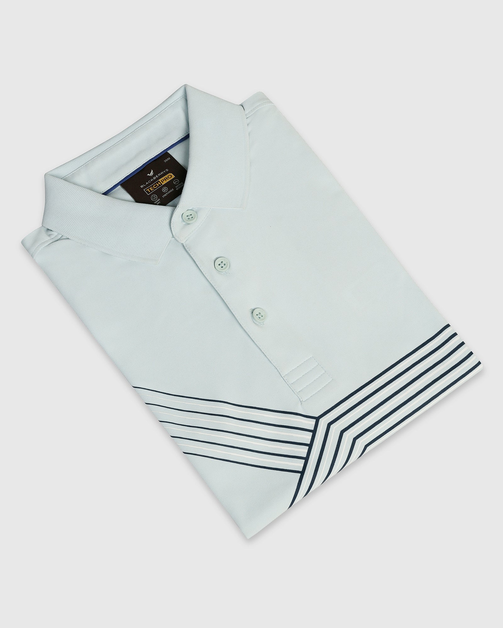 TechPro Polo Aqua Blue Printed T-Shirt - Matrix