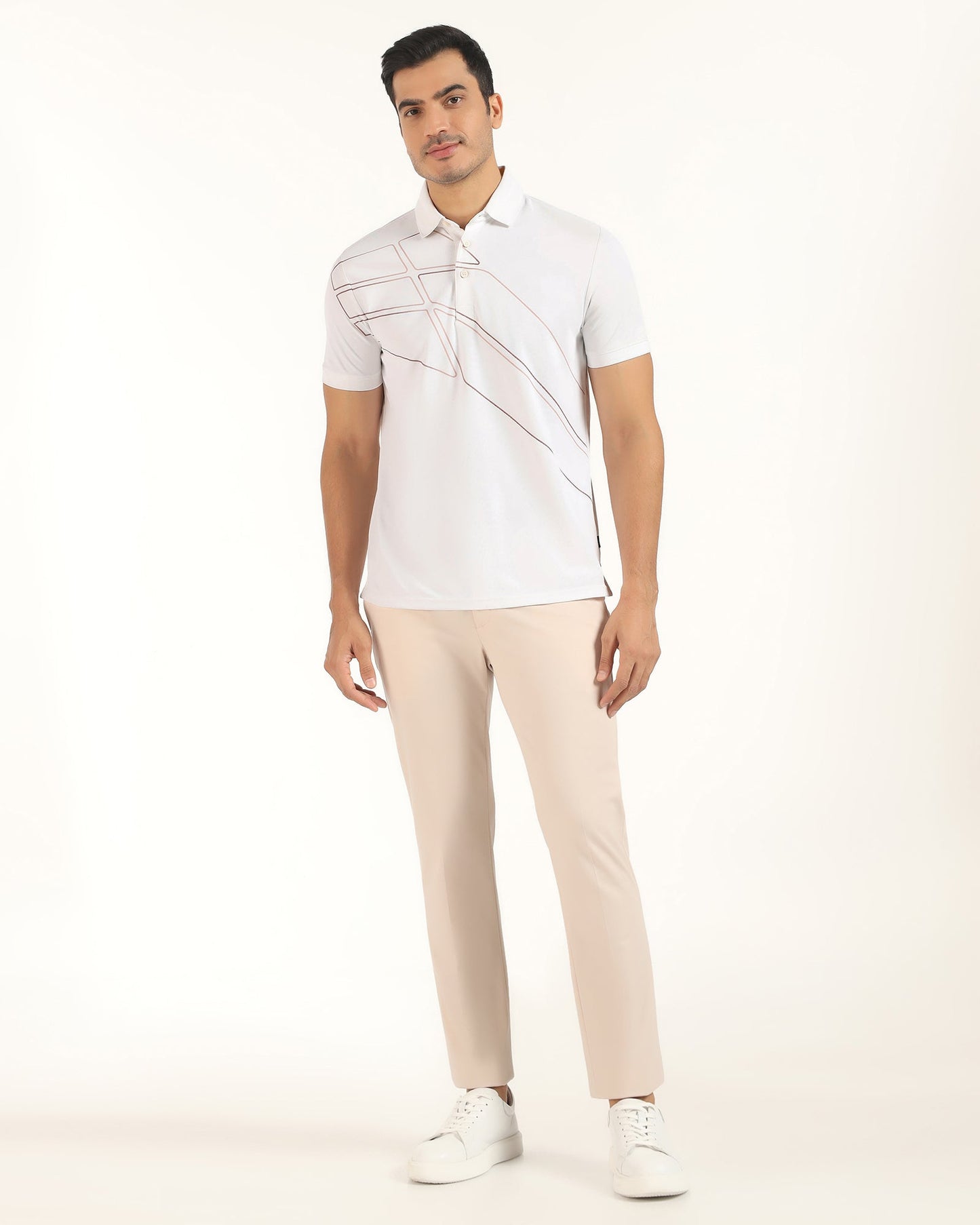 TechPro Polo White Printed T-Shirt - Slash