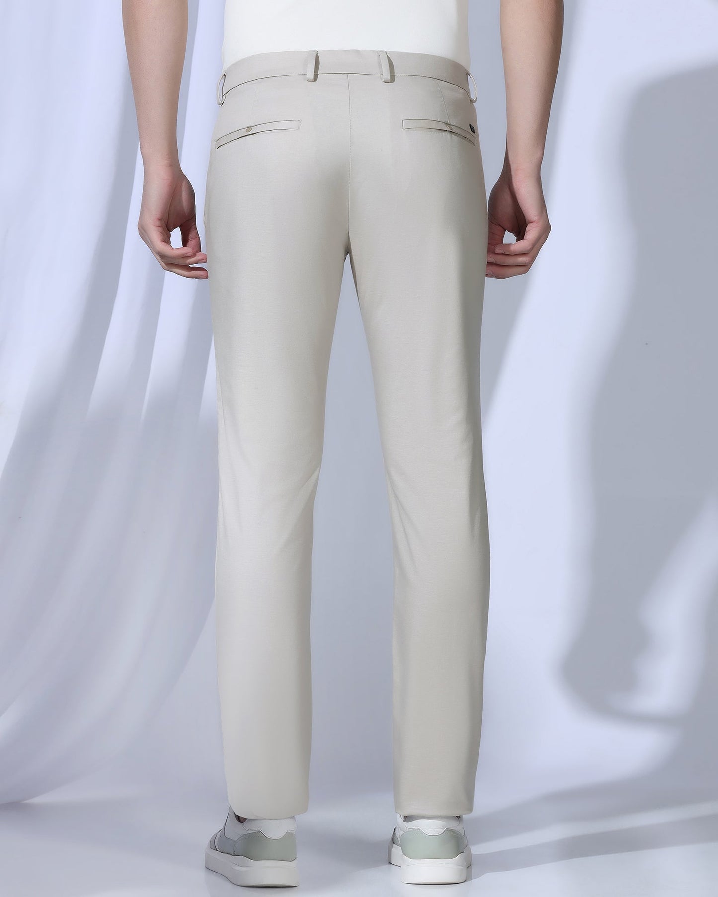 TechPro Slim Comfort B-95 Casual Stone Beige Solid Khakis - Androit