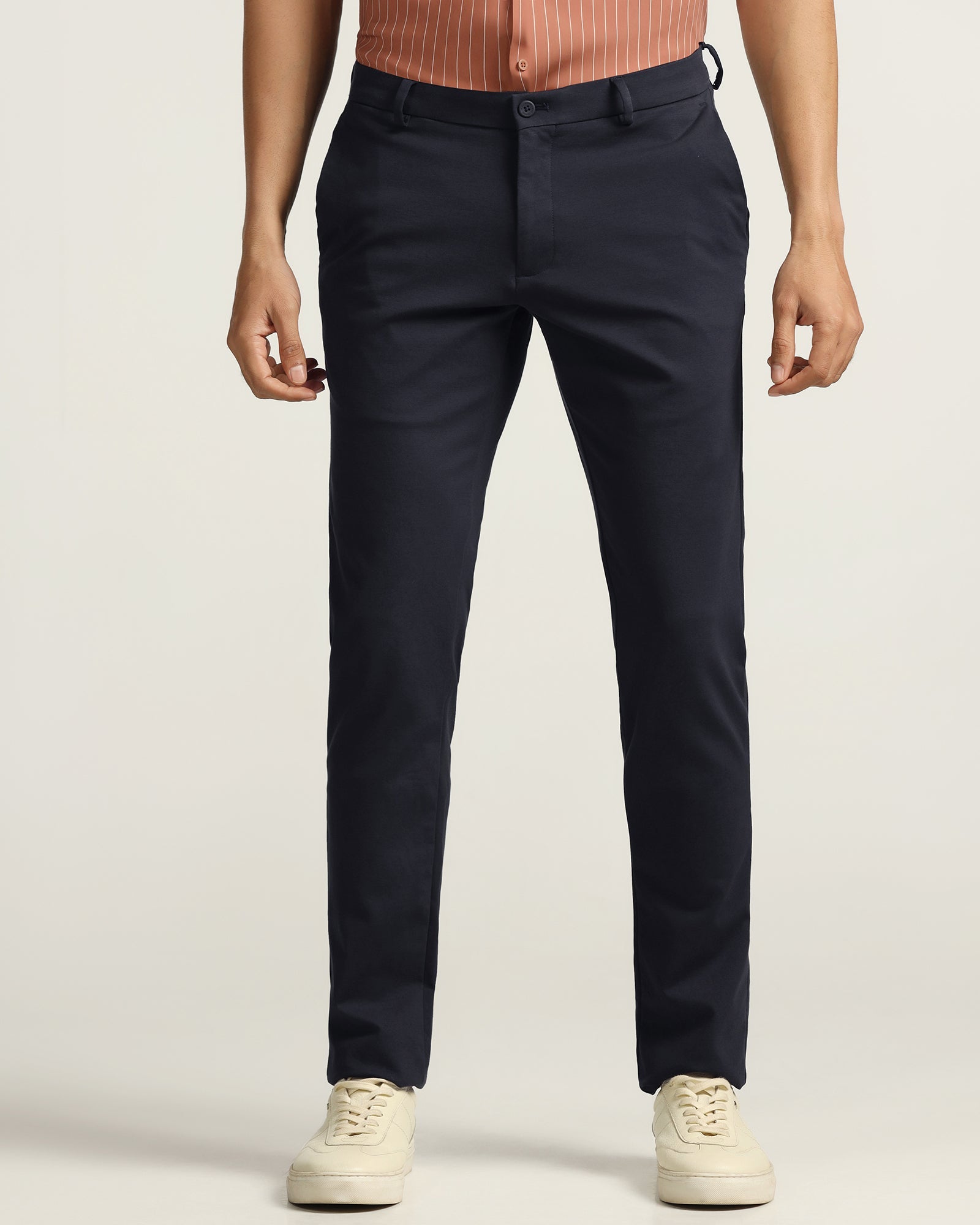 TechPro Slim Fit B-91 Casual Navy Solid Khakis - Ziea