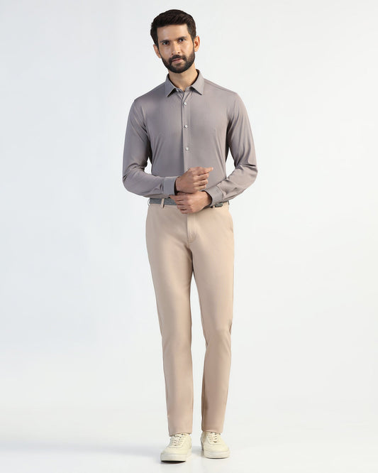 TechPro Slim Fit B-91 Casual Peach Solid Khakis - Ziea