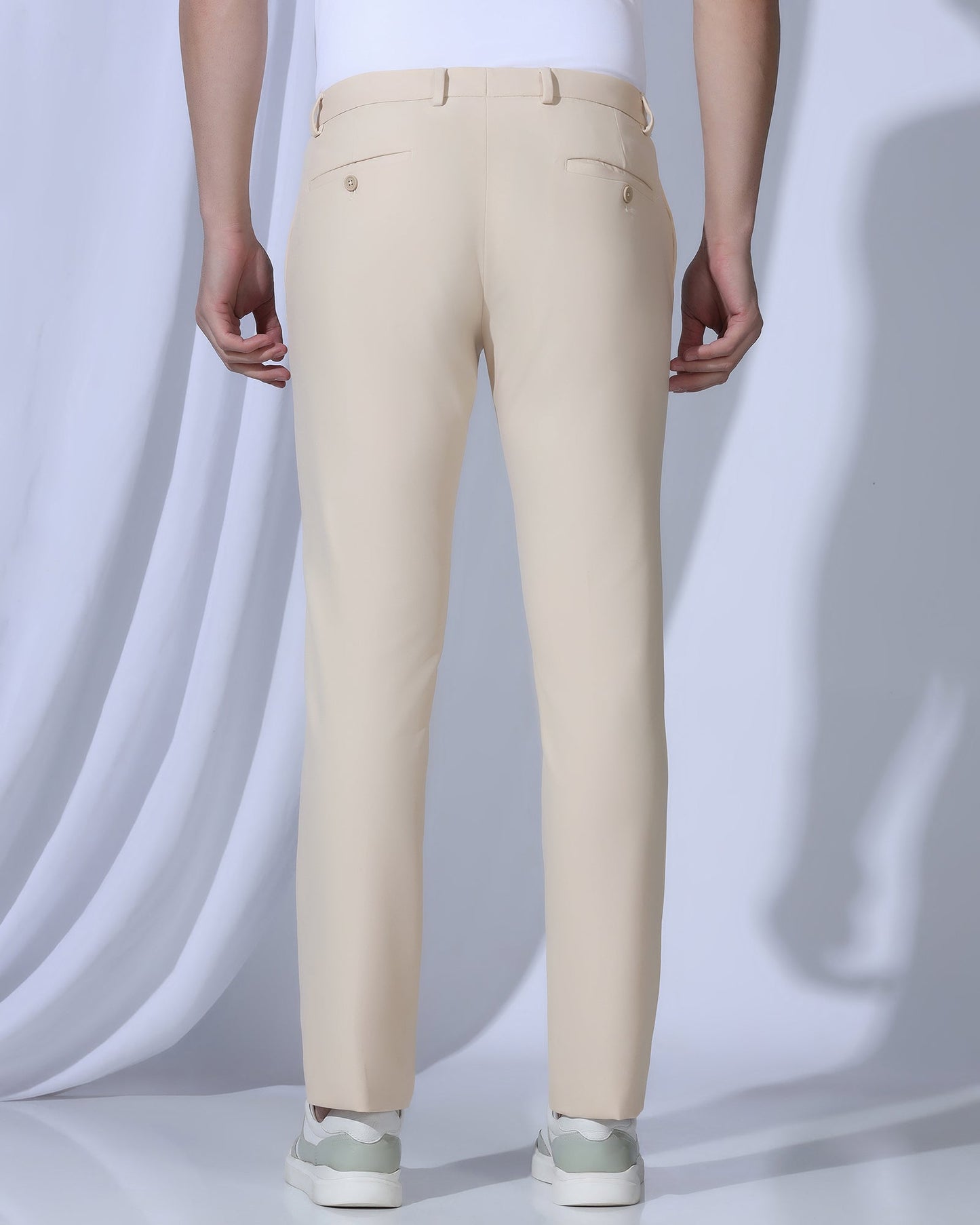 TechPro Slim Fit B-91 Formal Beige Solid Trouser - Ashley