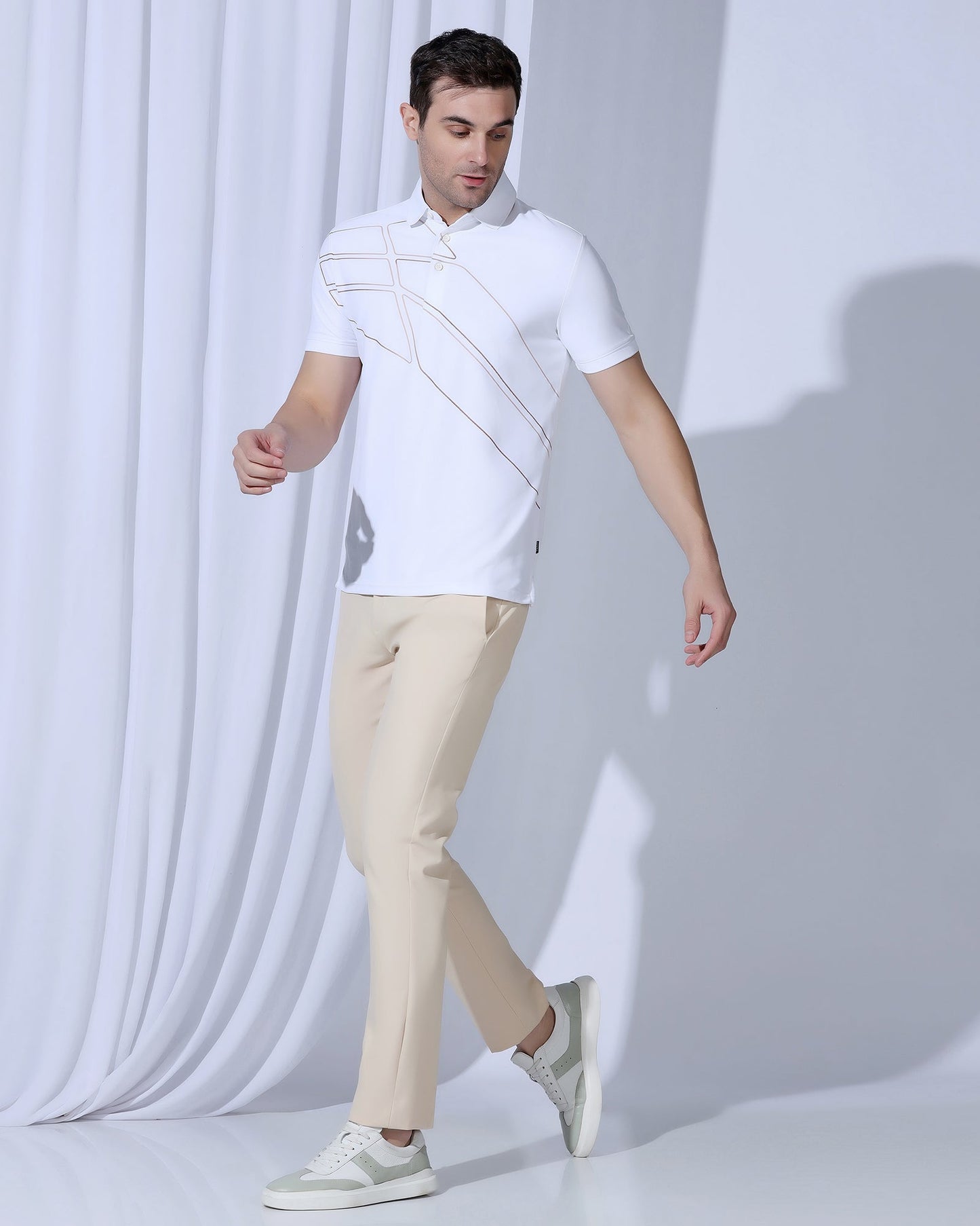 TechPro Slim Fit B-91 Formal Beige Solid Trouser - Ashley