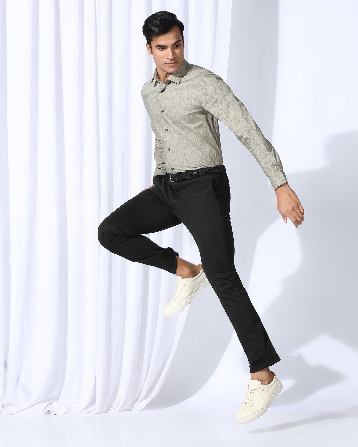 TechPro Slim Fit B-91 Formal Charcoal Textured Trouser - Meteor