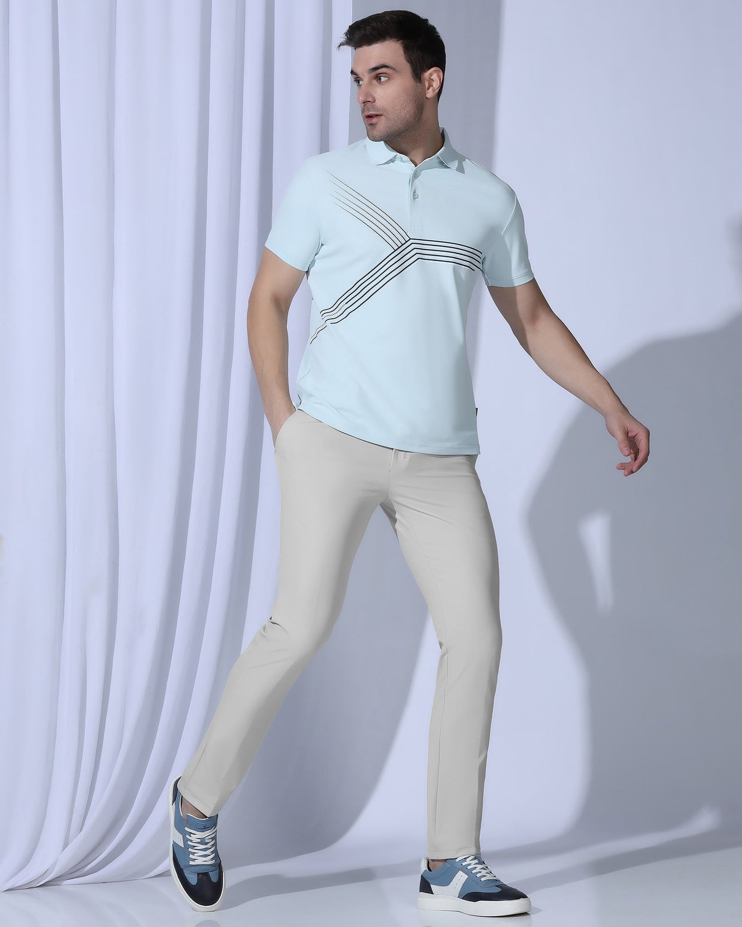 TechPro Slim Fit B-91 Formal Light Grey Solid Trouser - Ashley