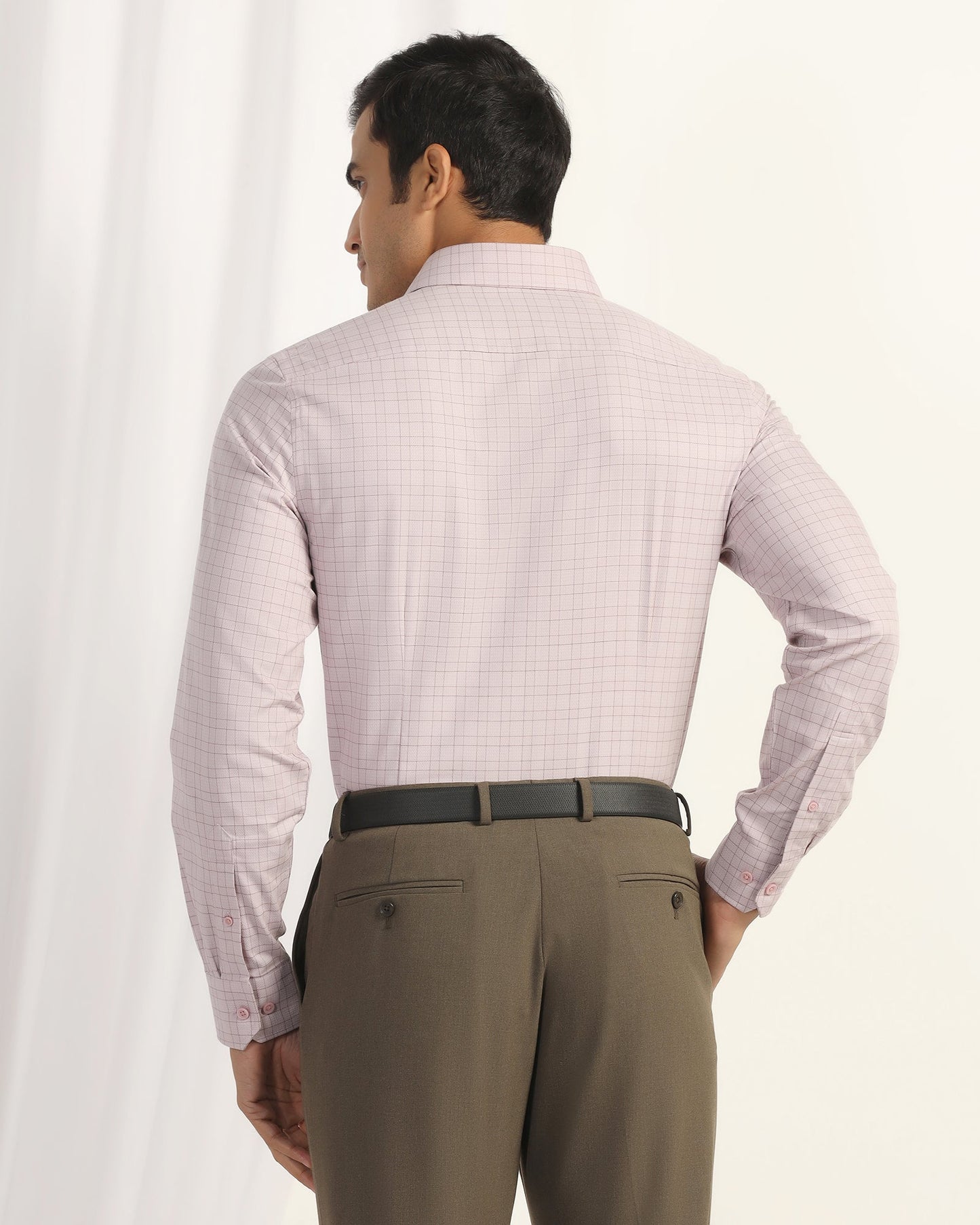 Temp Tech Formal Dusty Pink Check Shirt - Victor