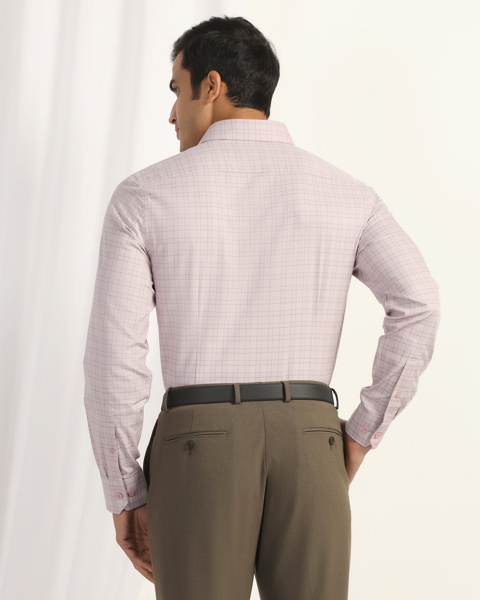 Temp Tech Formal Dusty Pink Check Shirt - Victor