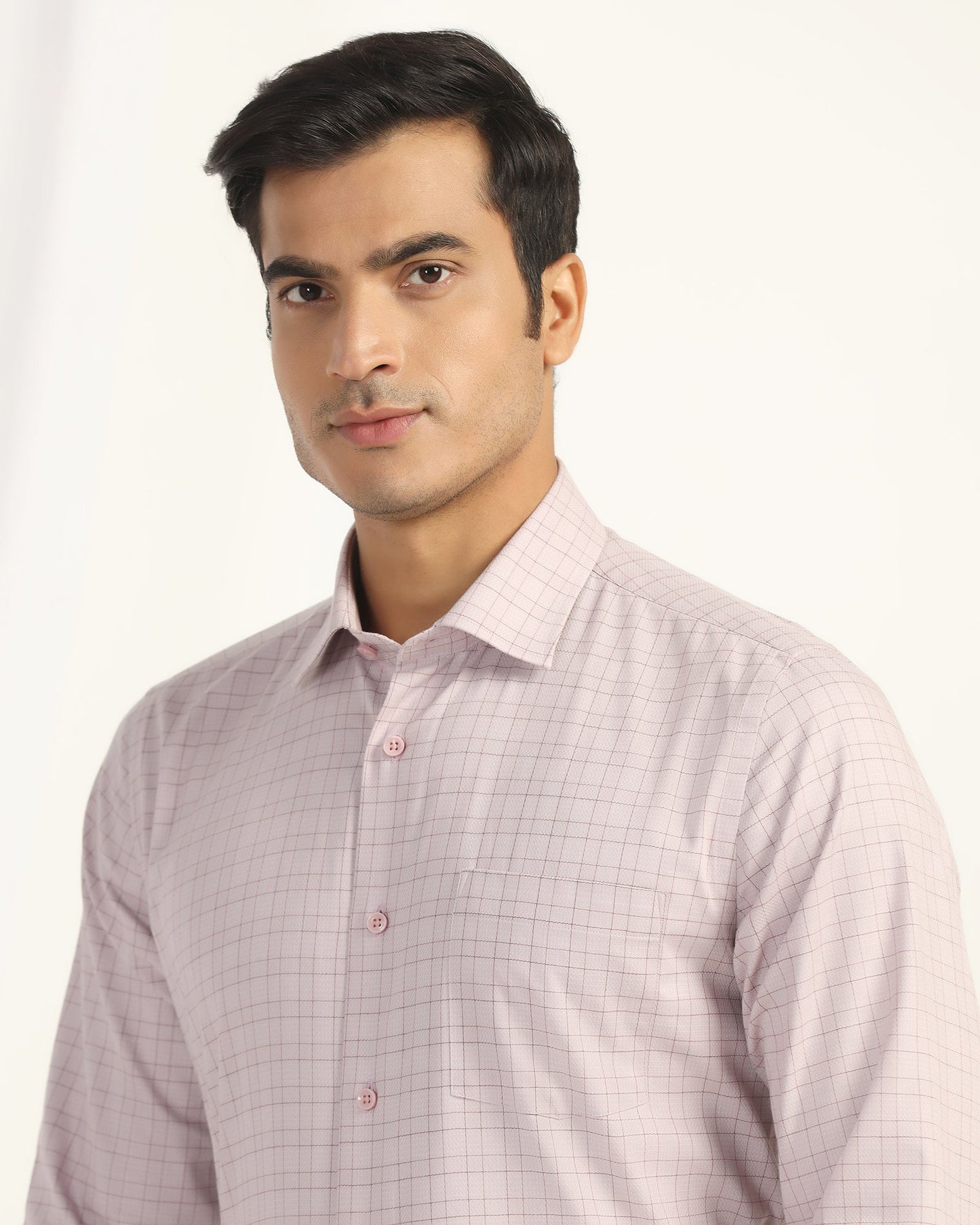 Temp Tech Formal Dusty Pink Check Shirt - Victor