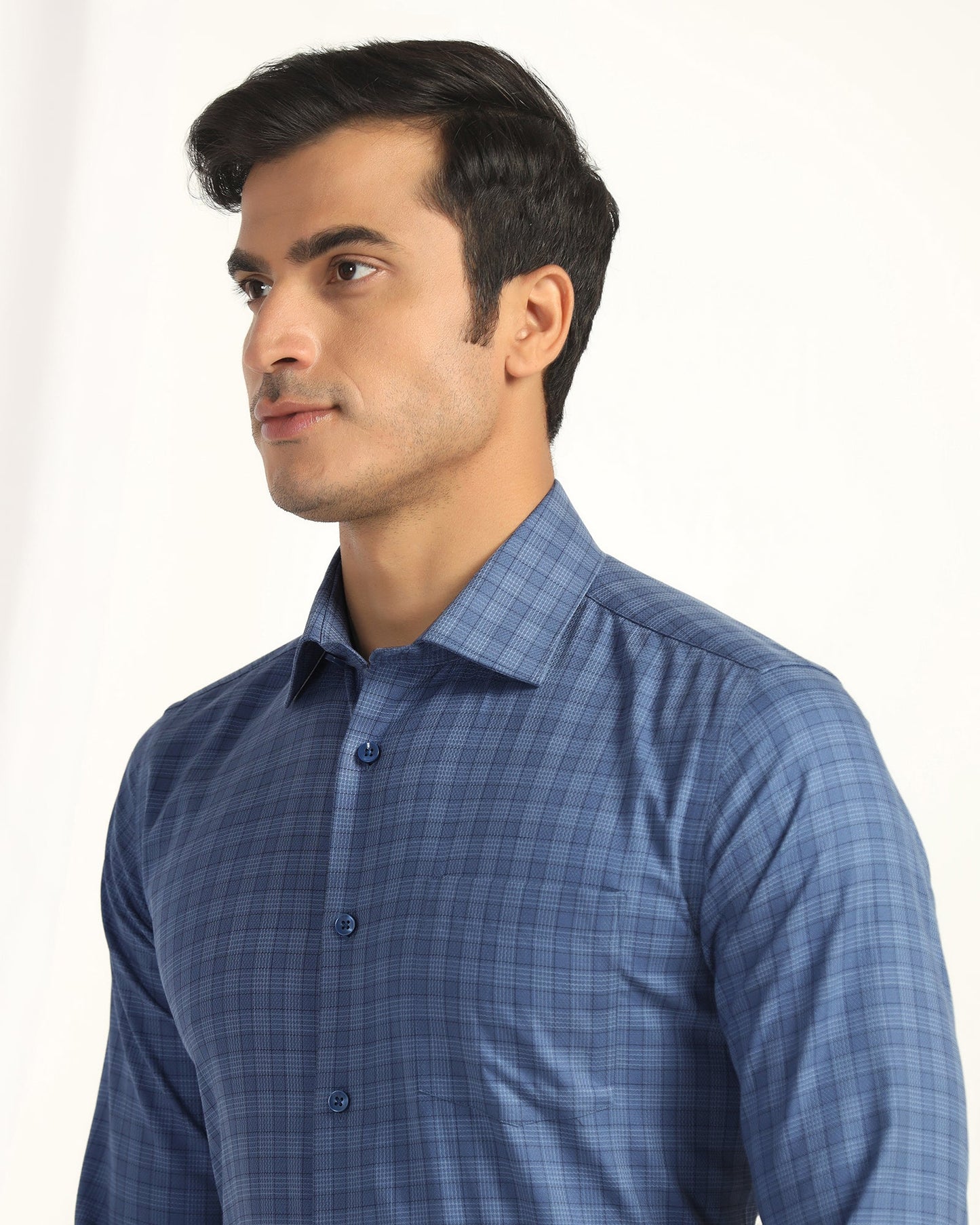 Temp Tech Formal Navy Check Shirt - Victor