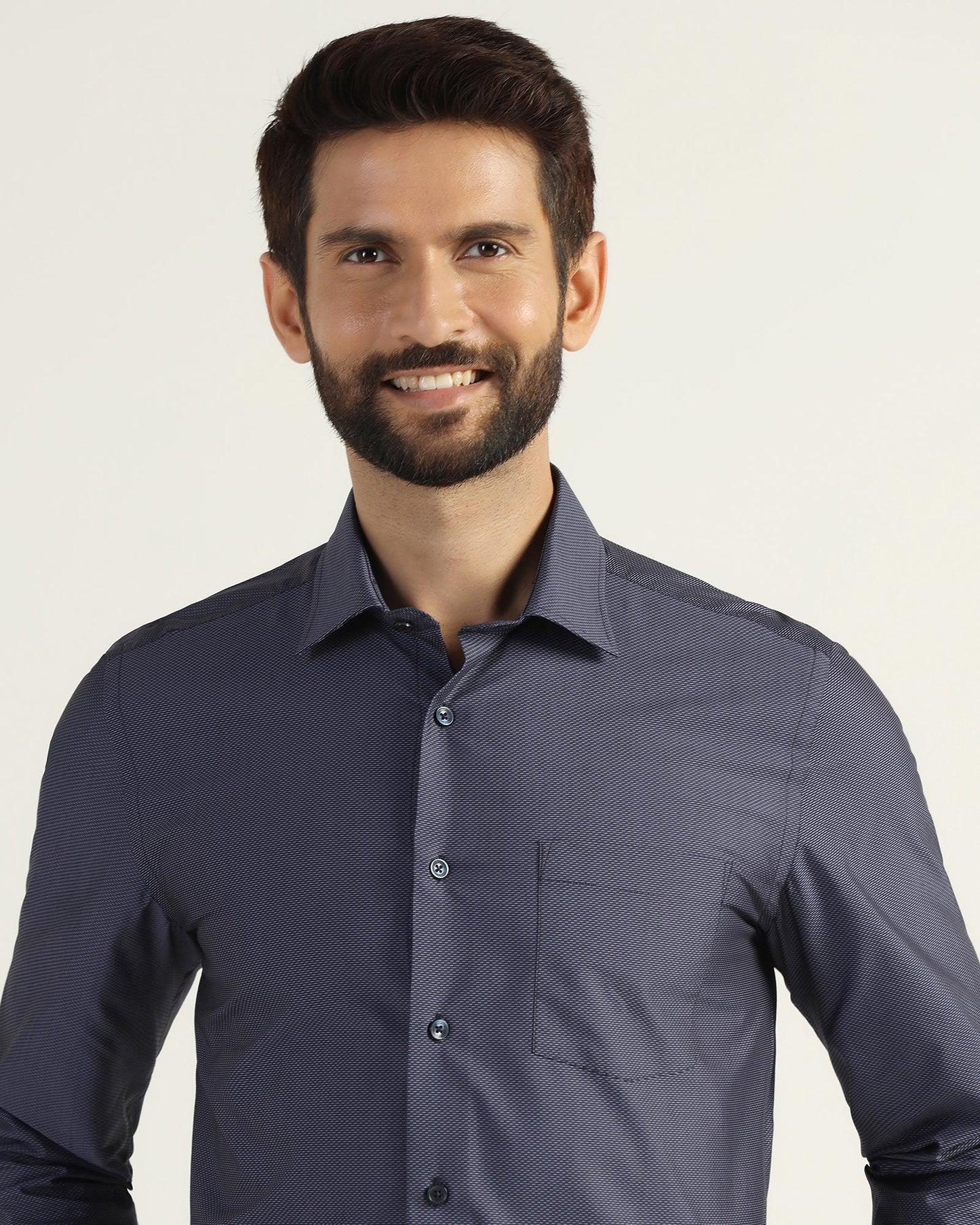 Temp Tech Formal Navy Textured Shirt - Vogue
