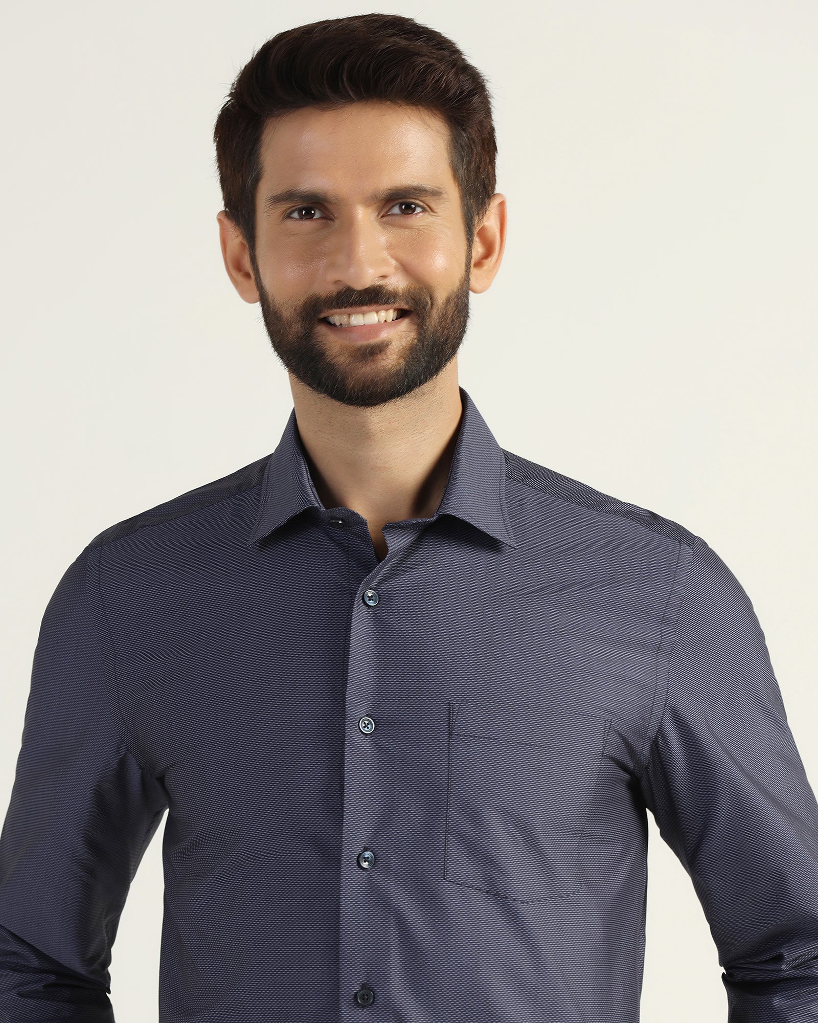 Temp Tech Formal Navy Textured Shirt - Vogue
