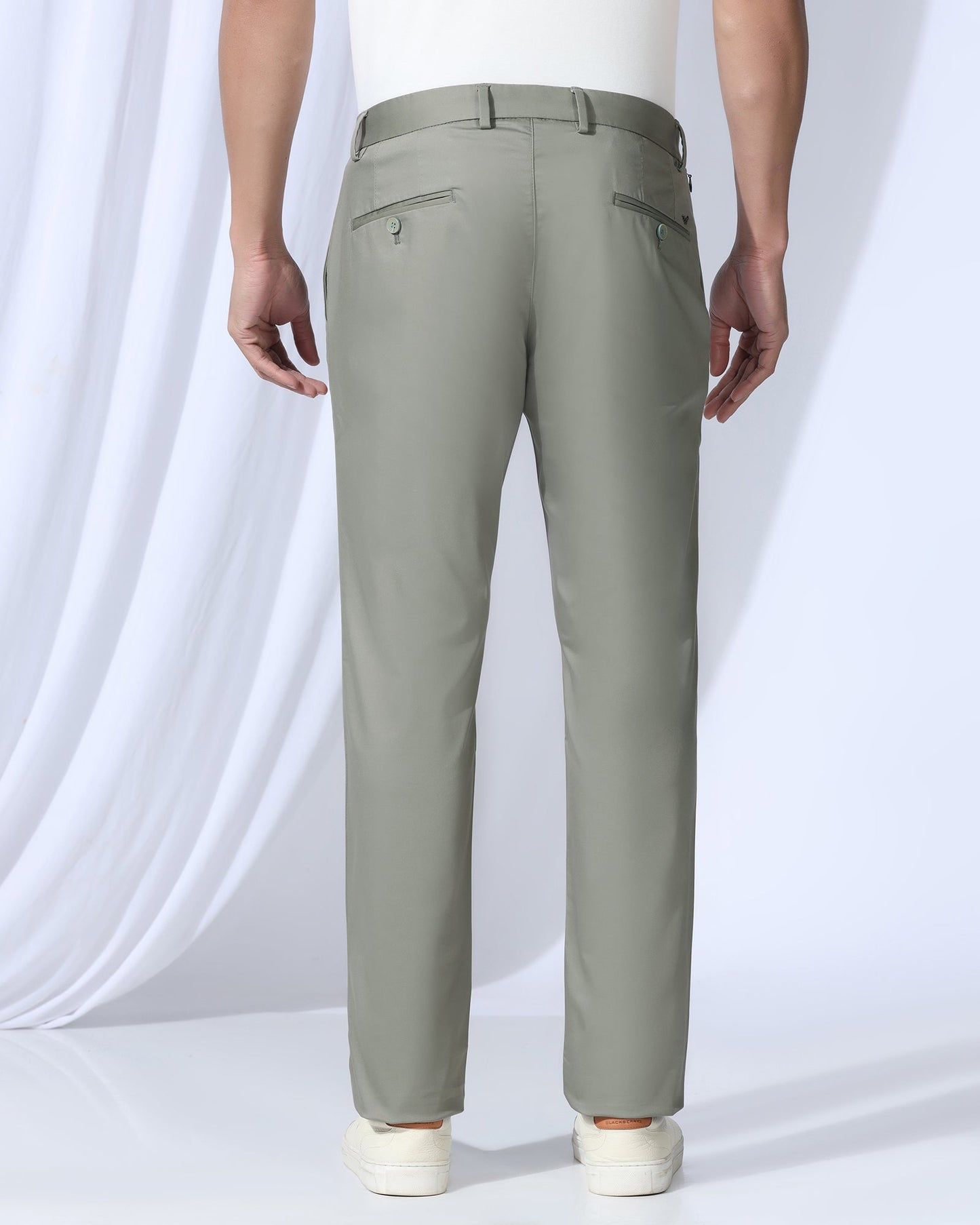 Temp Tech Slim Fit B-91 Casual Light Olive Solid Khakis - Peter