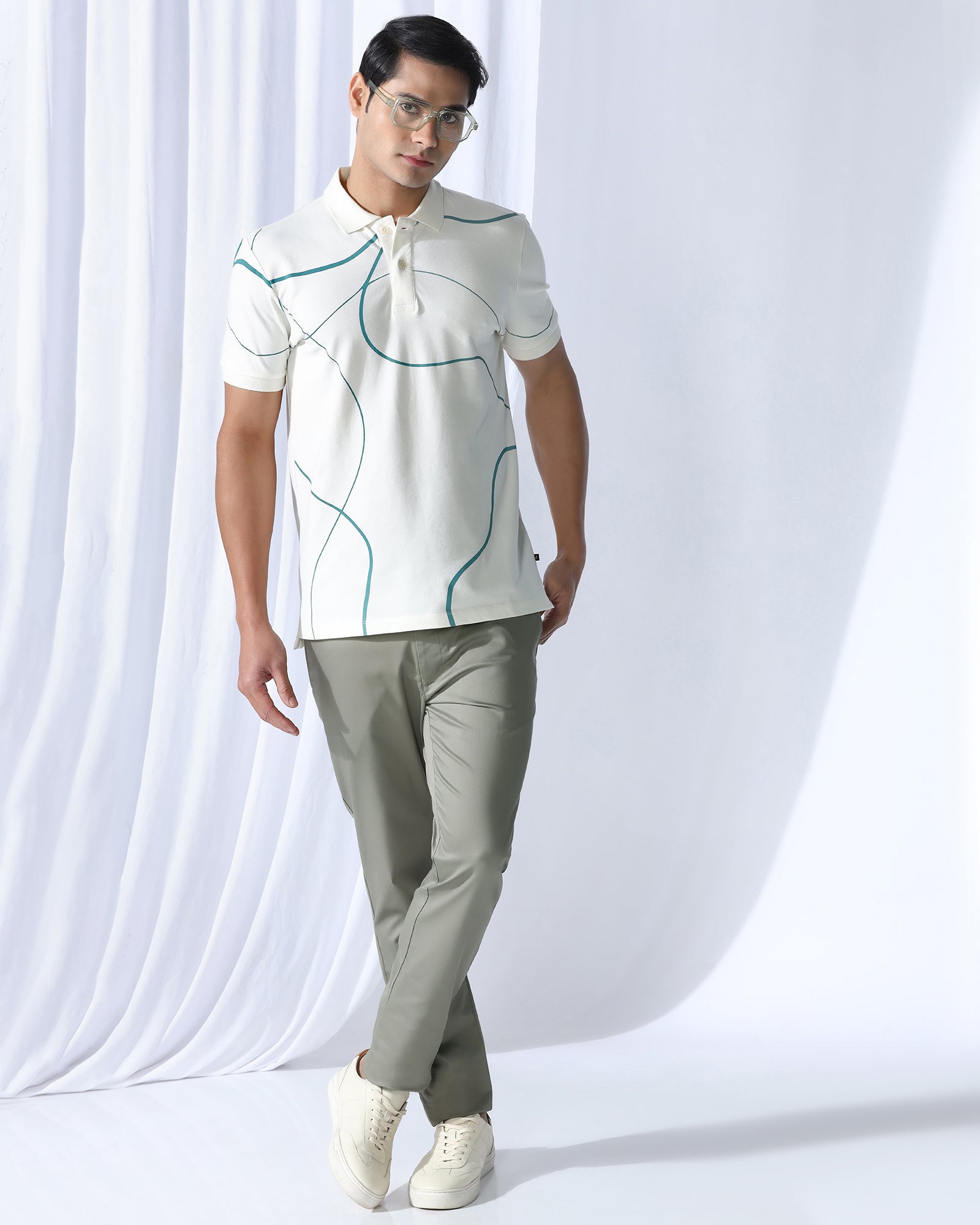 Temp Tech Slim Fit B-91 Casual Light Olive Solid Khakis - Peter