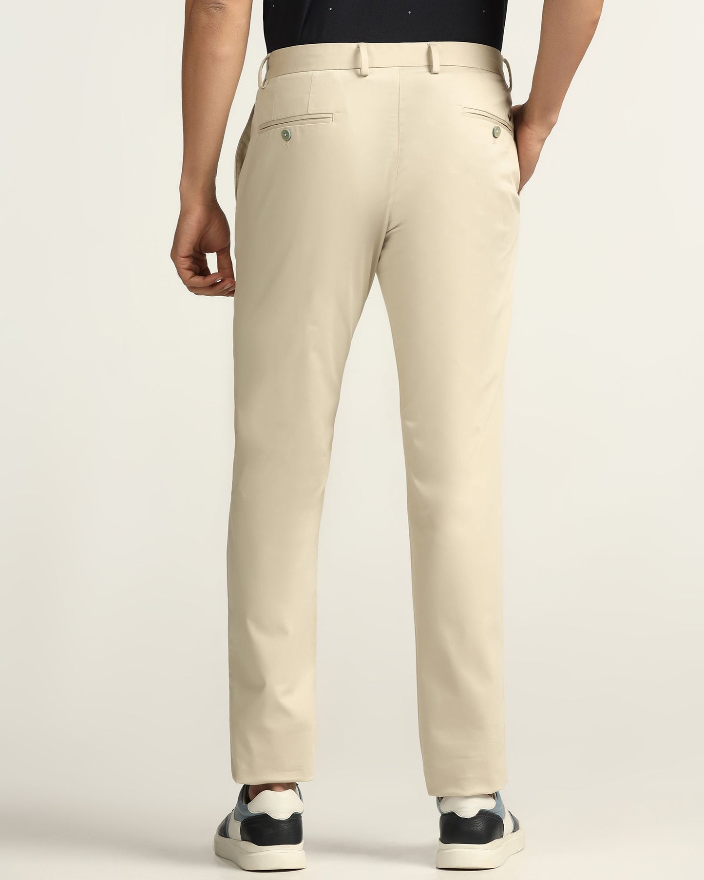 Temp Tech Slim Fit B-91 Casual Beige Solid Khakis - Peter