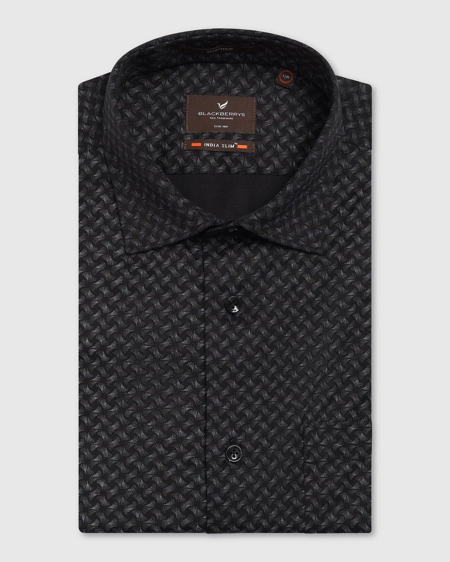 Temp Tech Formal Black Printed Shirt - Mateo