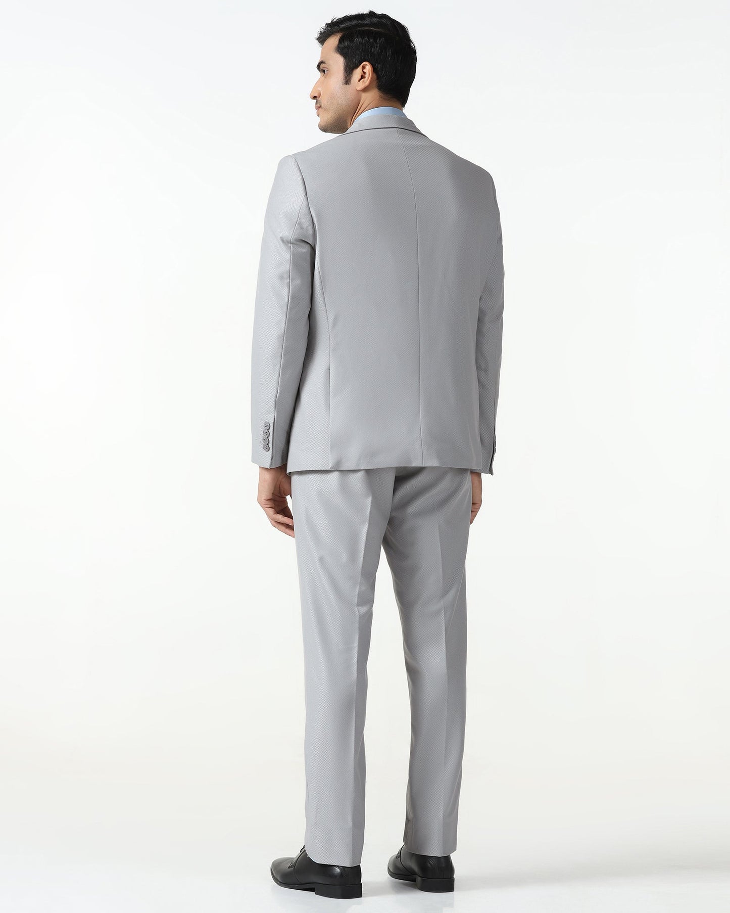 Three Piece Grey Textured Formal Suit - Kennie