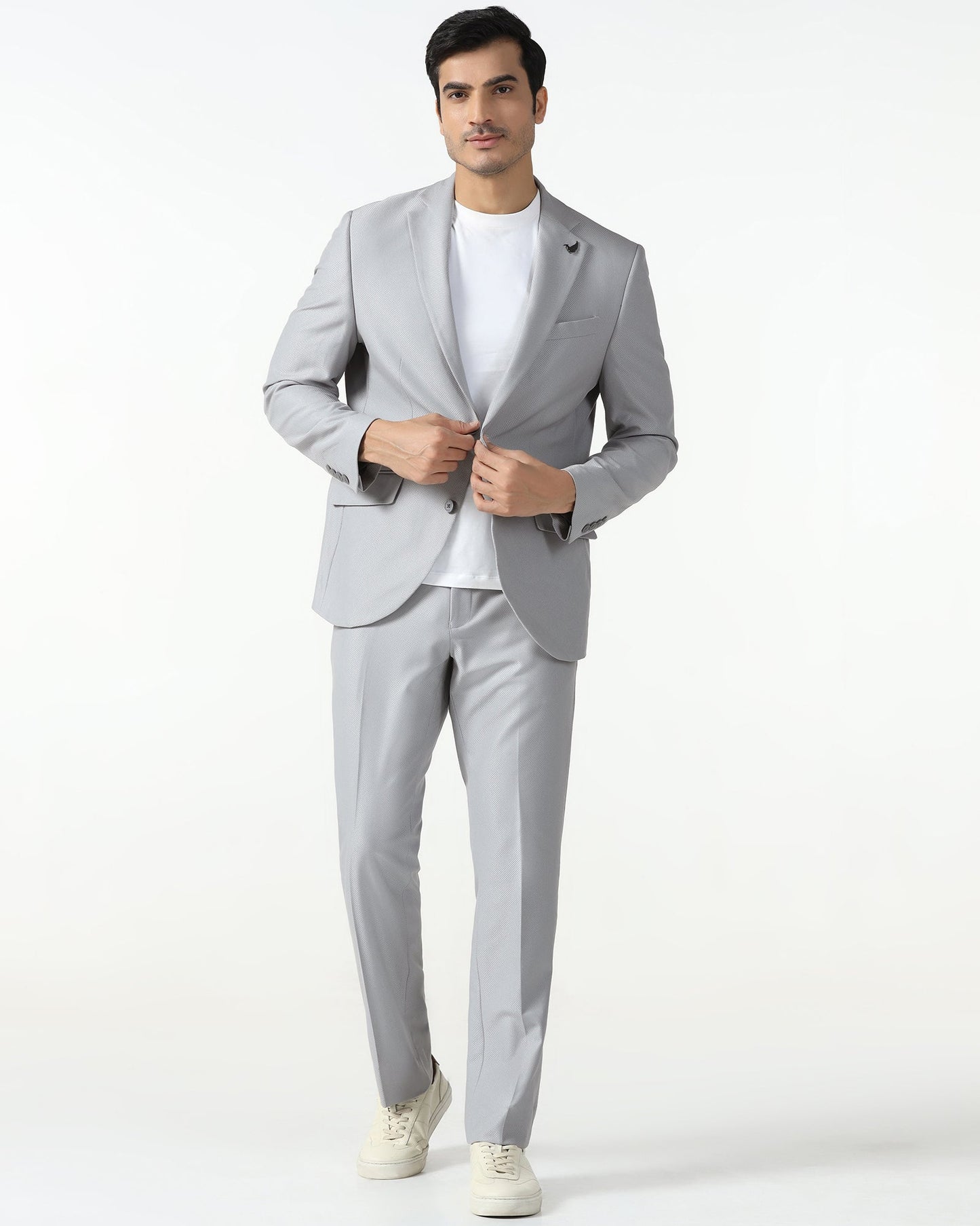 Three Piece Grey Textured Formal Suit - Kennie