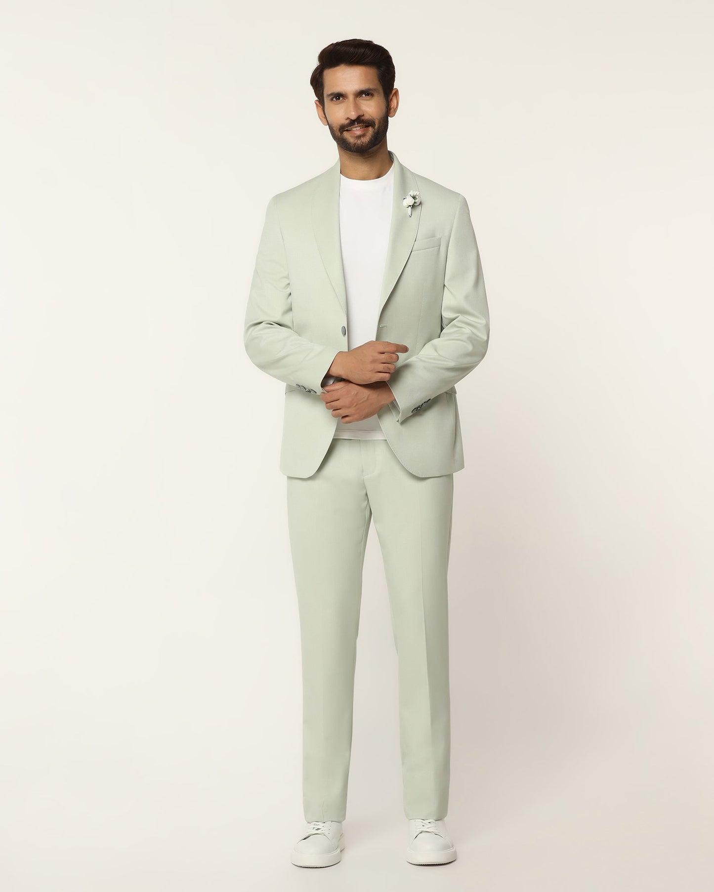 Three Piece Mint Textured Formal Suit - Steddle