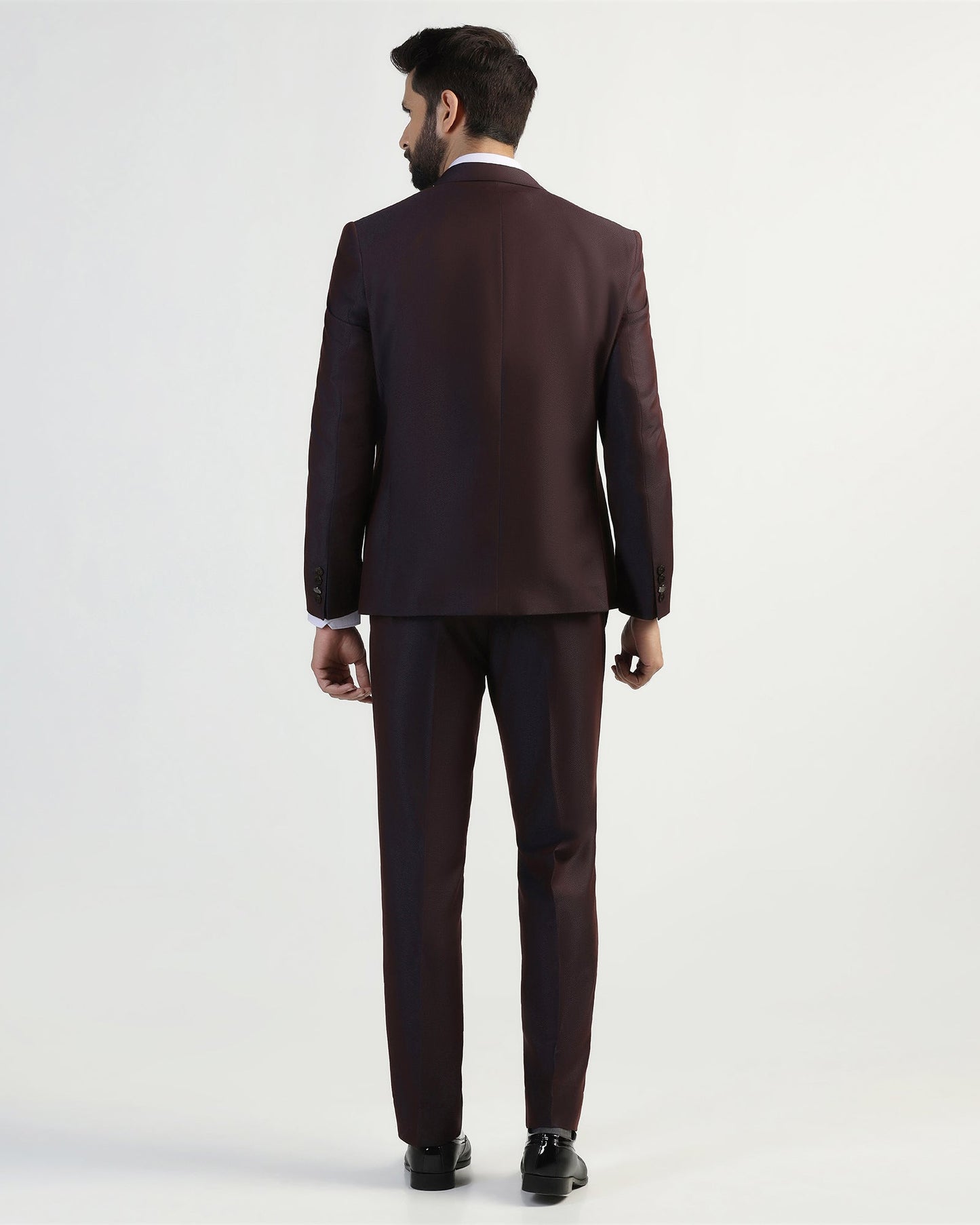 Three Piece Purple Textured Formal Suit - Helter