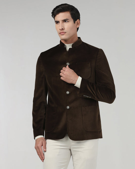 Tobacco Brown Solid Bandhgala - Malibu