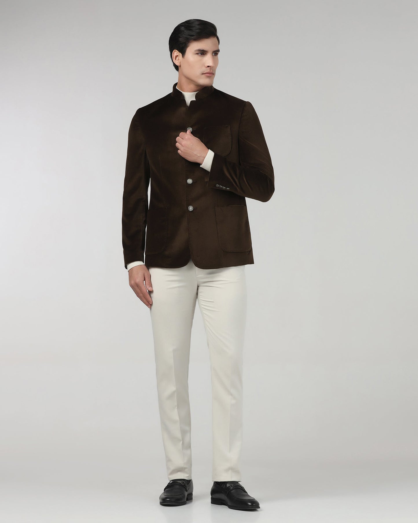 Tobacco Brown Solid Bandhgala - Malibu